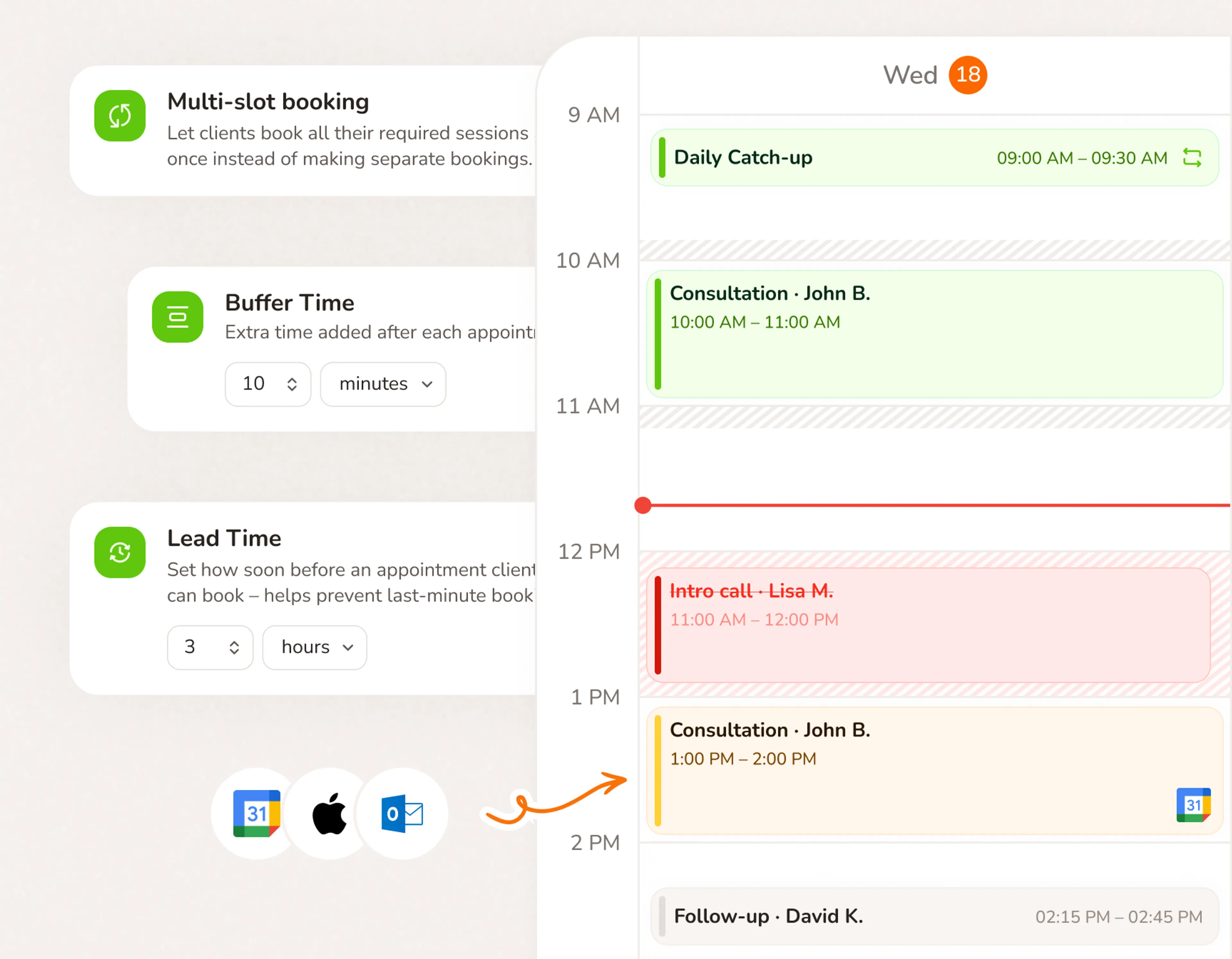 Calendar app for small businesses, one view