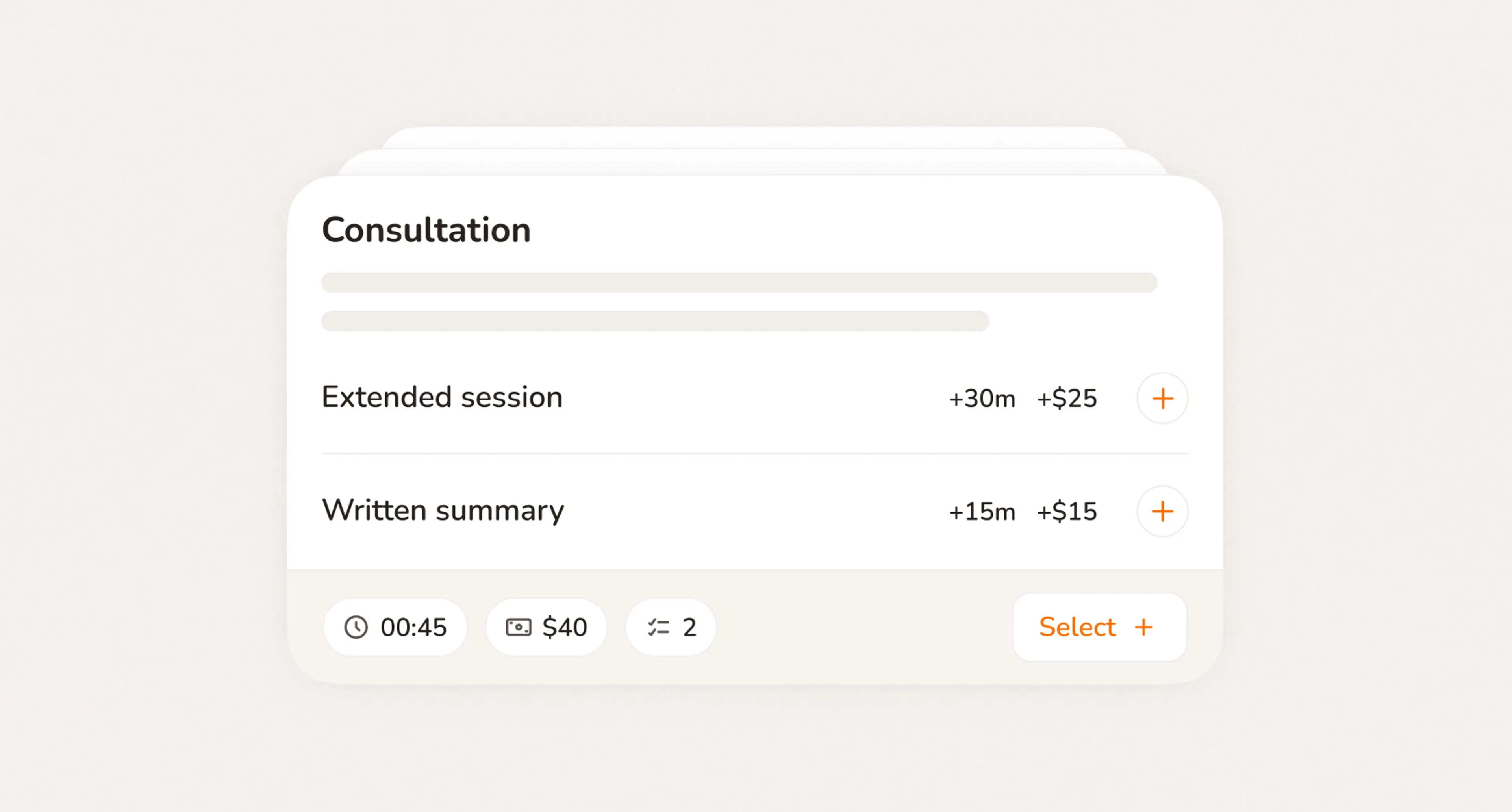 Service menu with pricing and duration