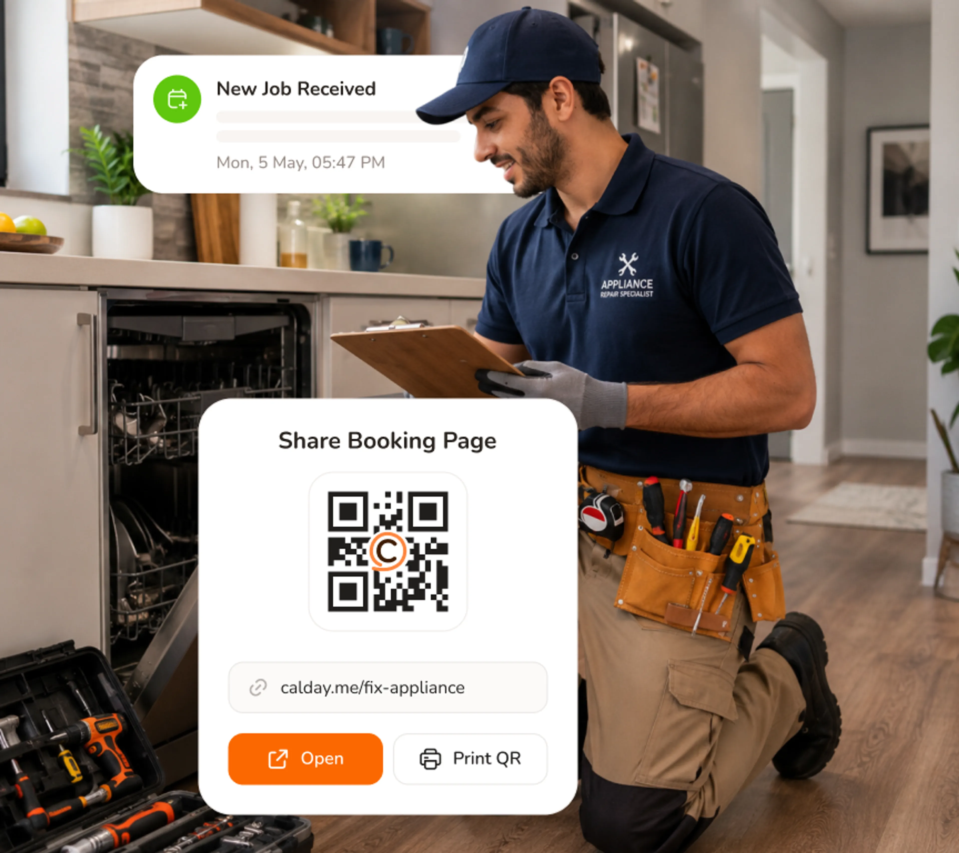 Your booking page works while you're on the job