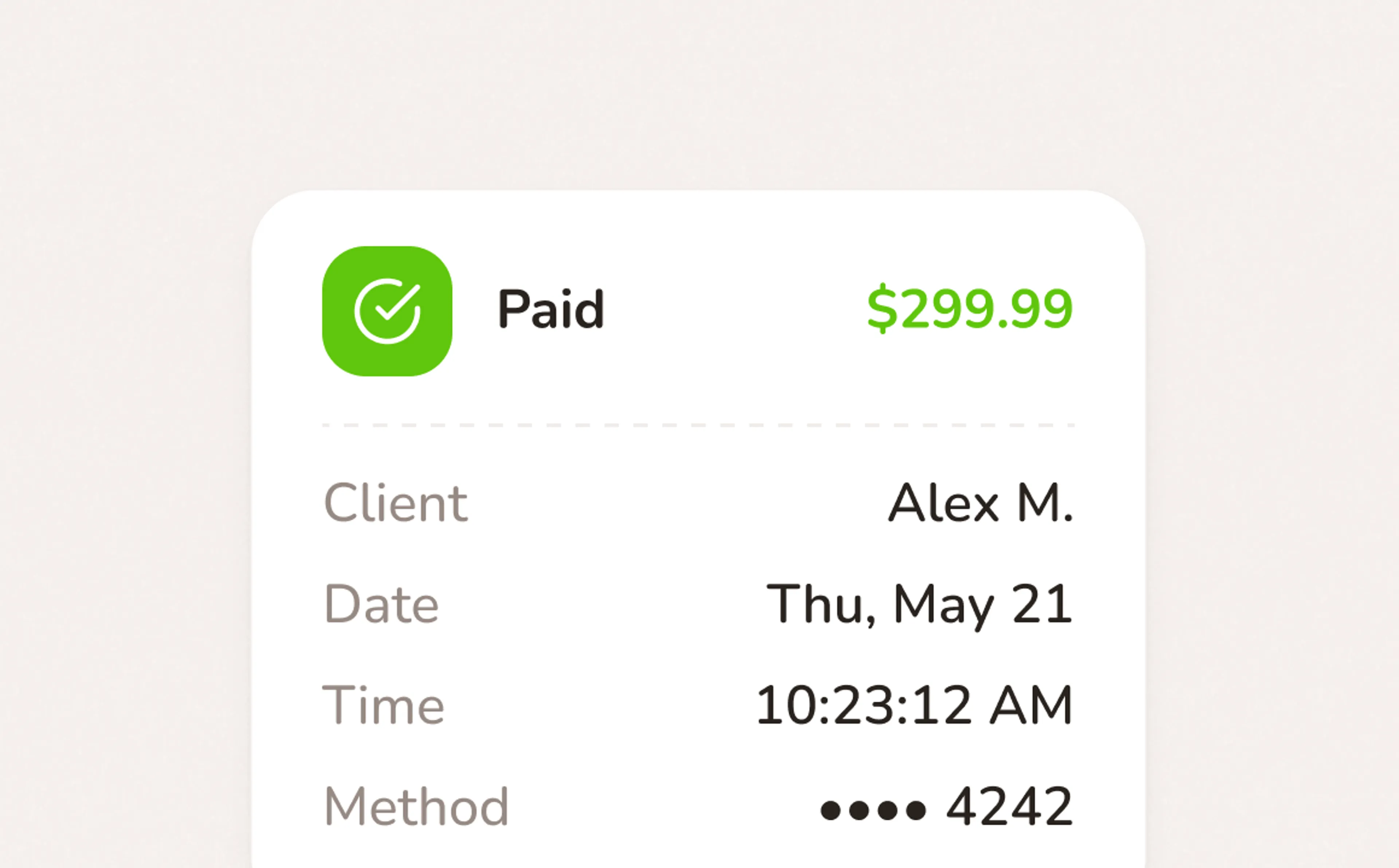 Job confirmed, deposit collected