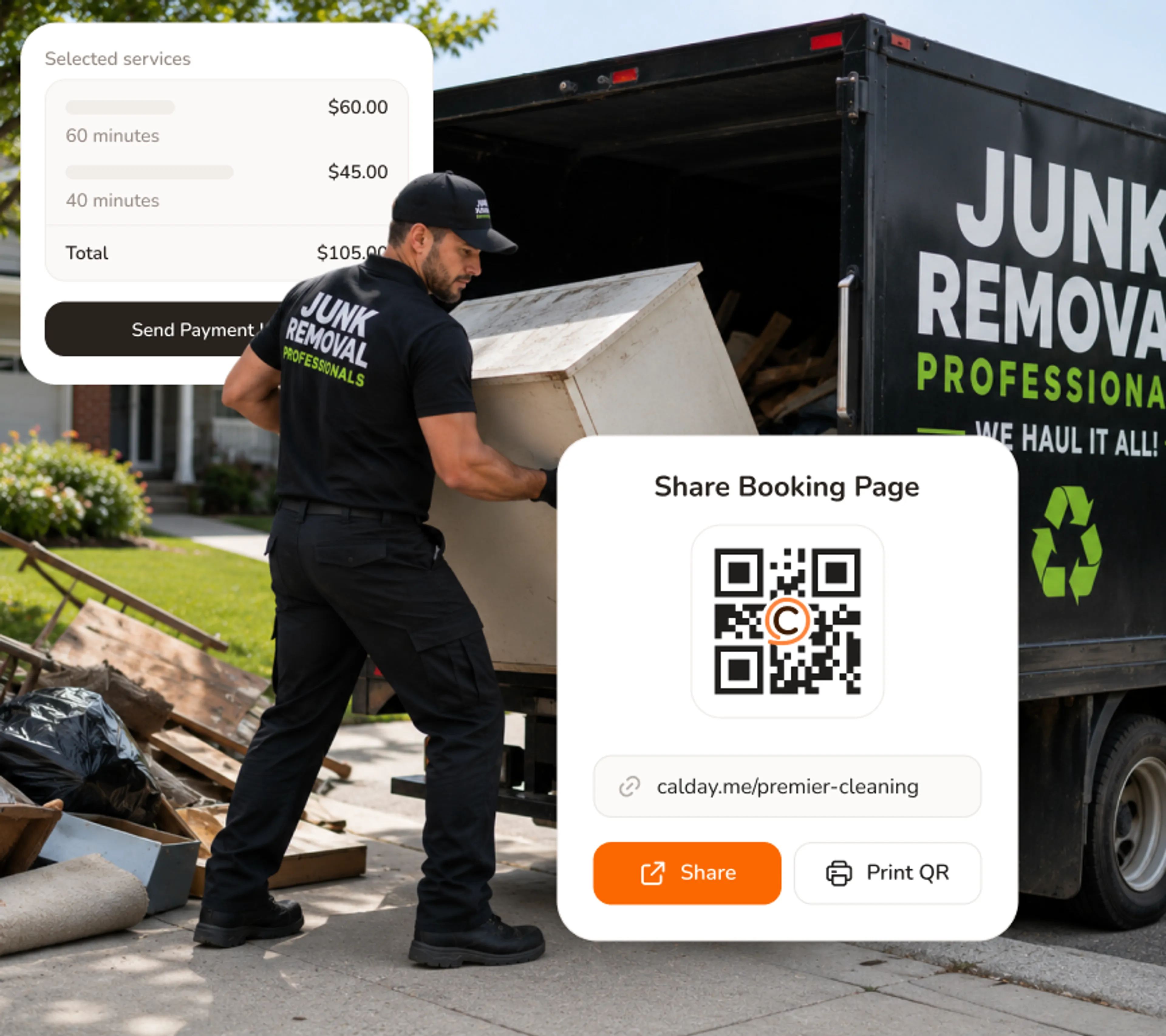 Your junk removal software books hauls while you're on the route