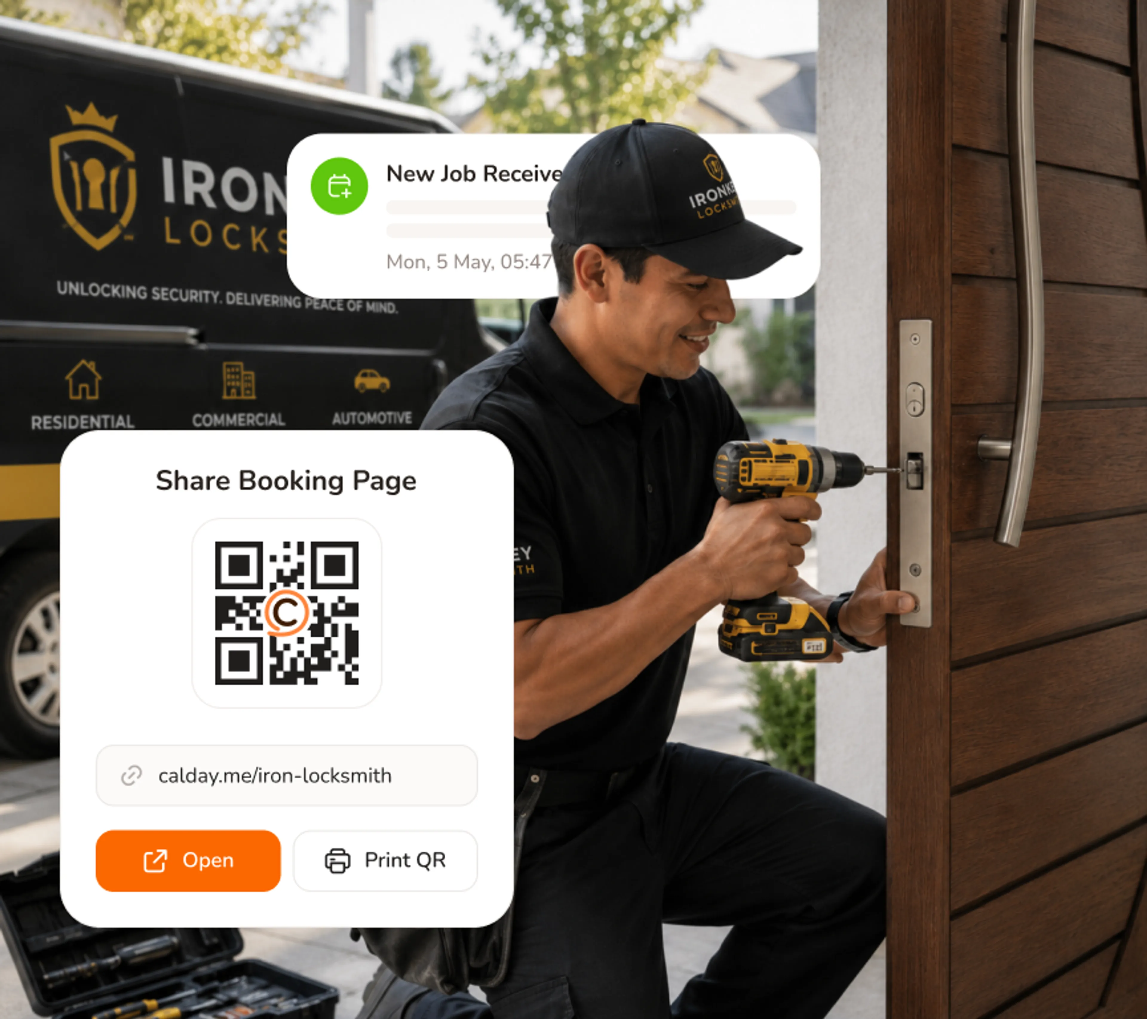 Your booking page takes calls while you're on a job