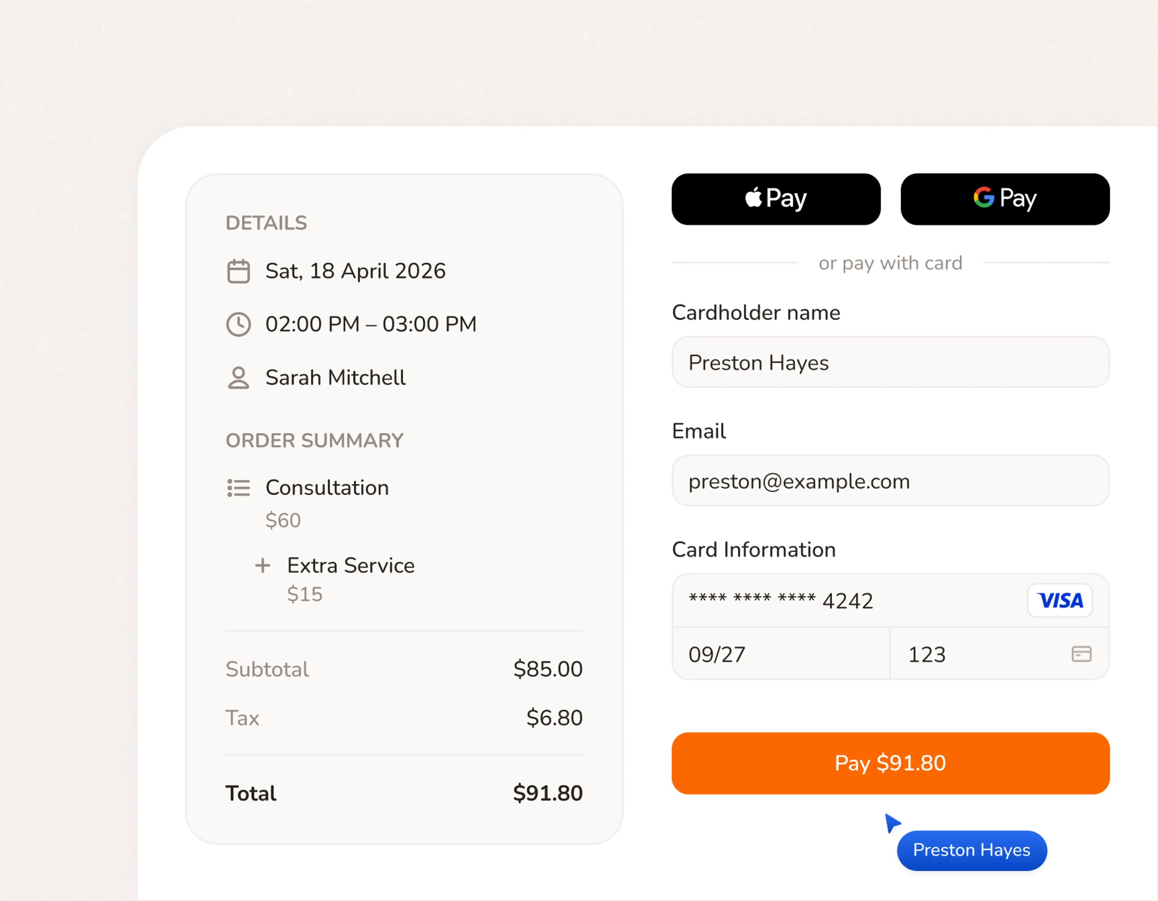 Small business accept payments at the moment they book