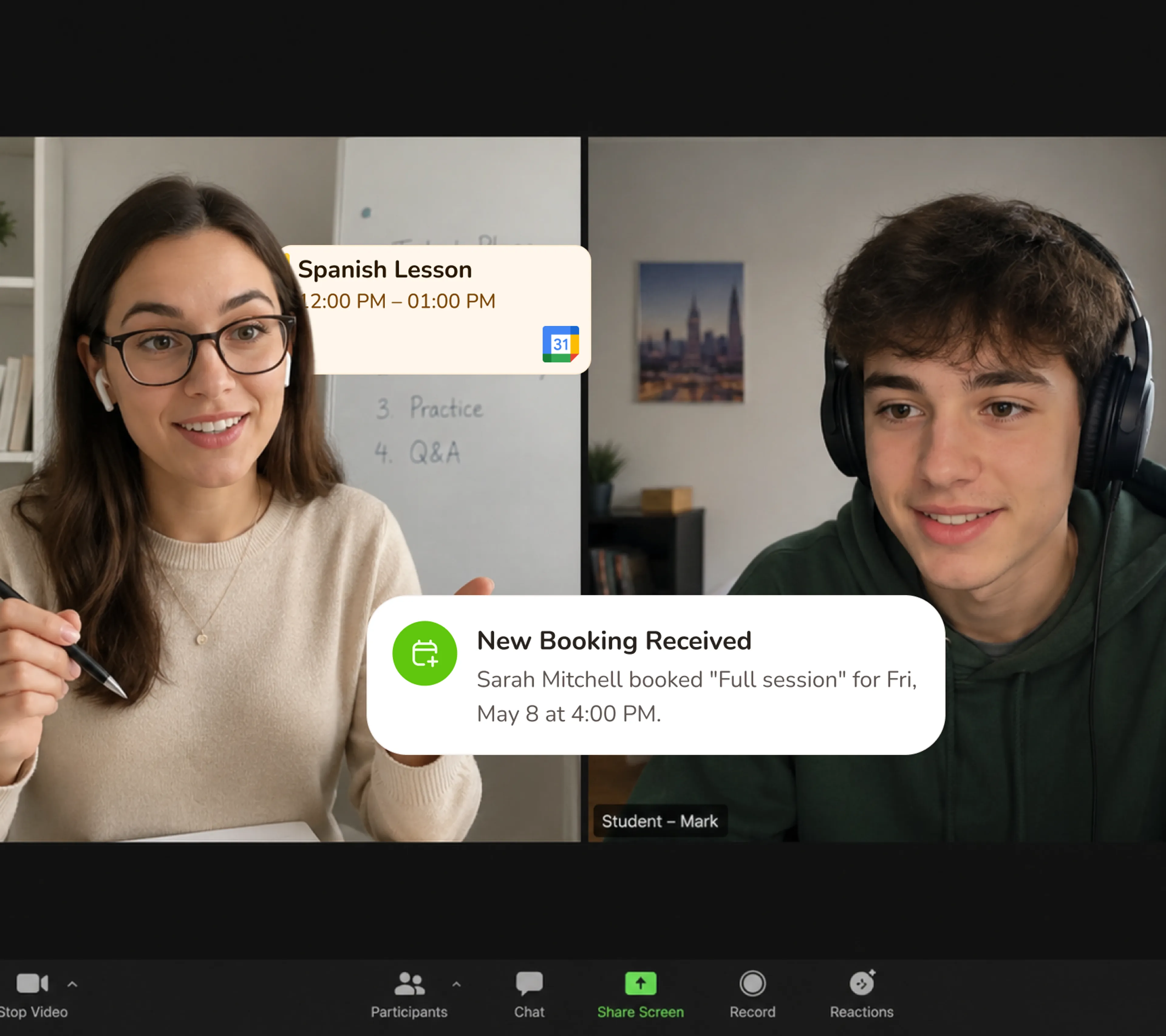 Video link in the reminder. No extra step.
