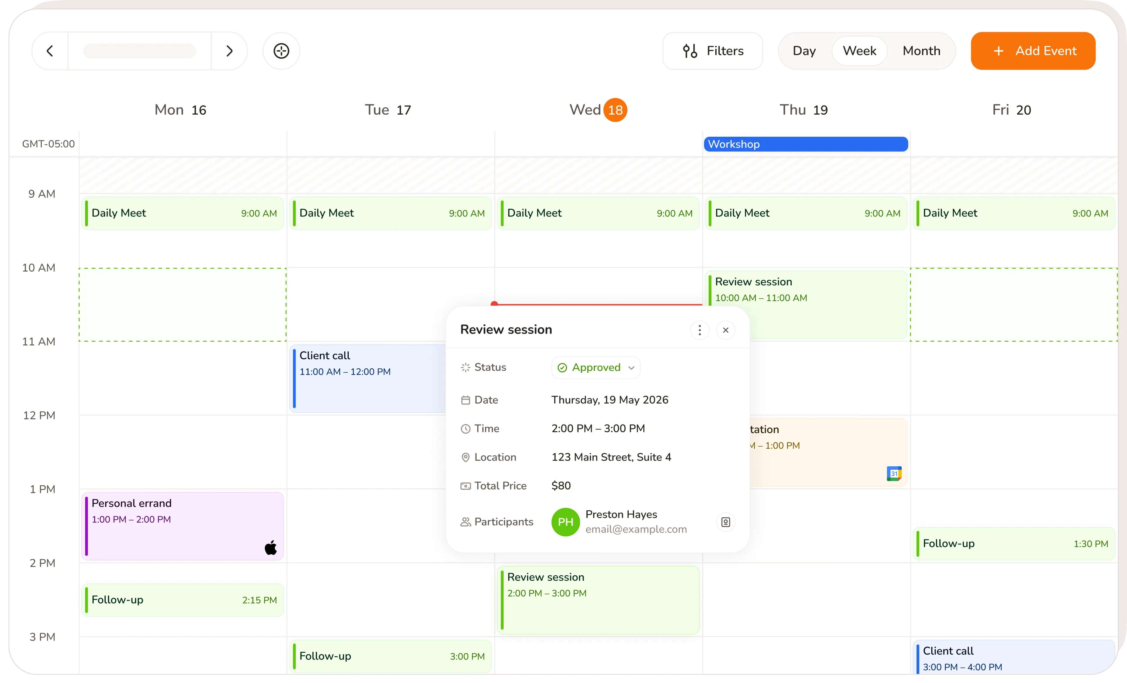 calday booking page