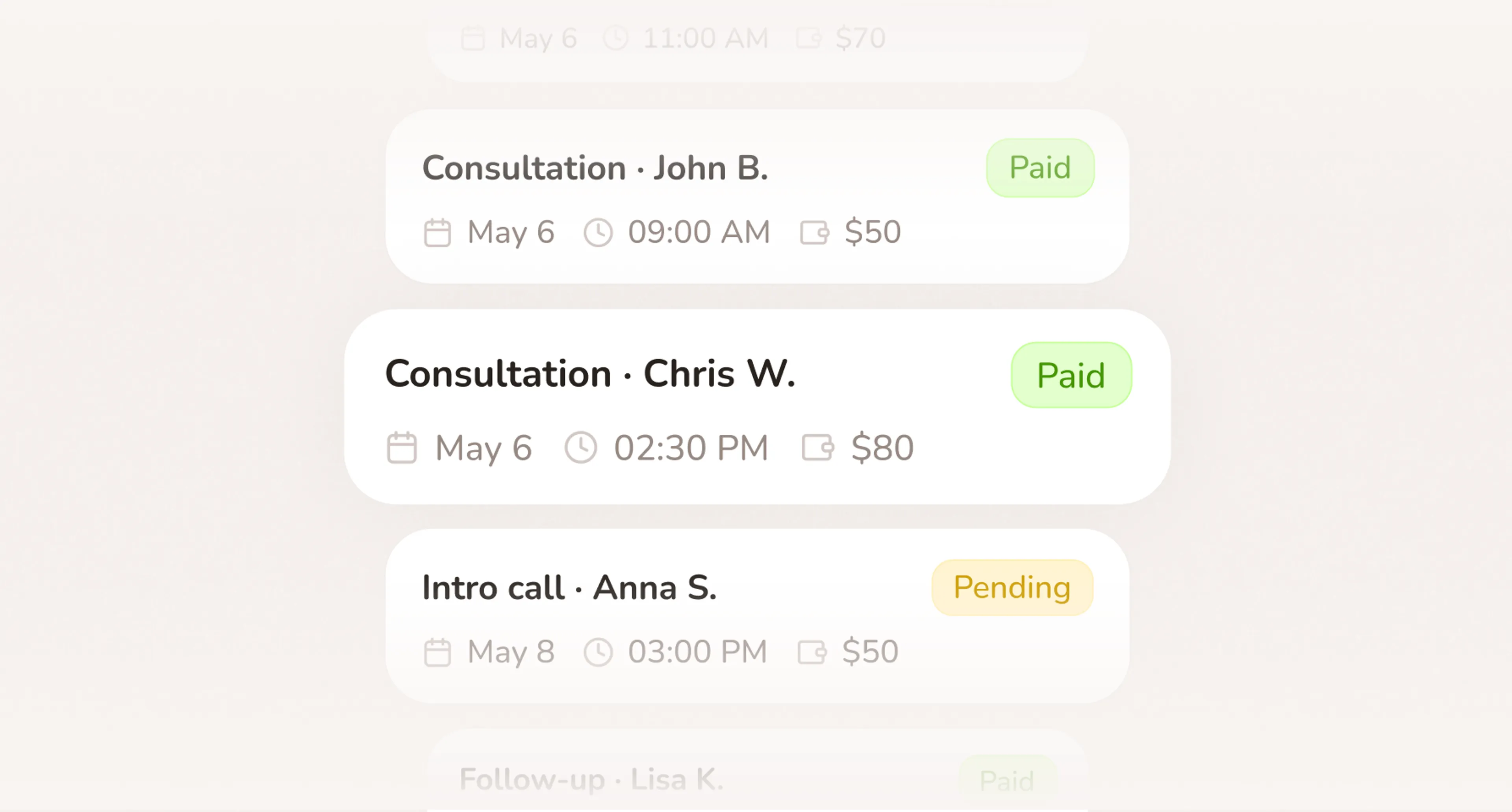 Every job shows payment status