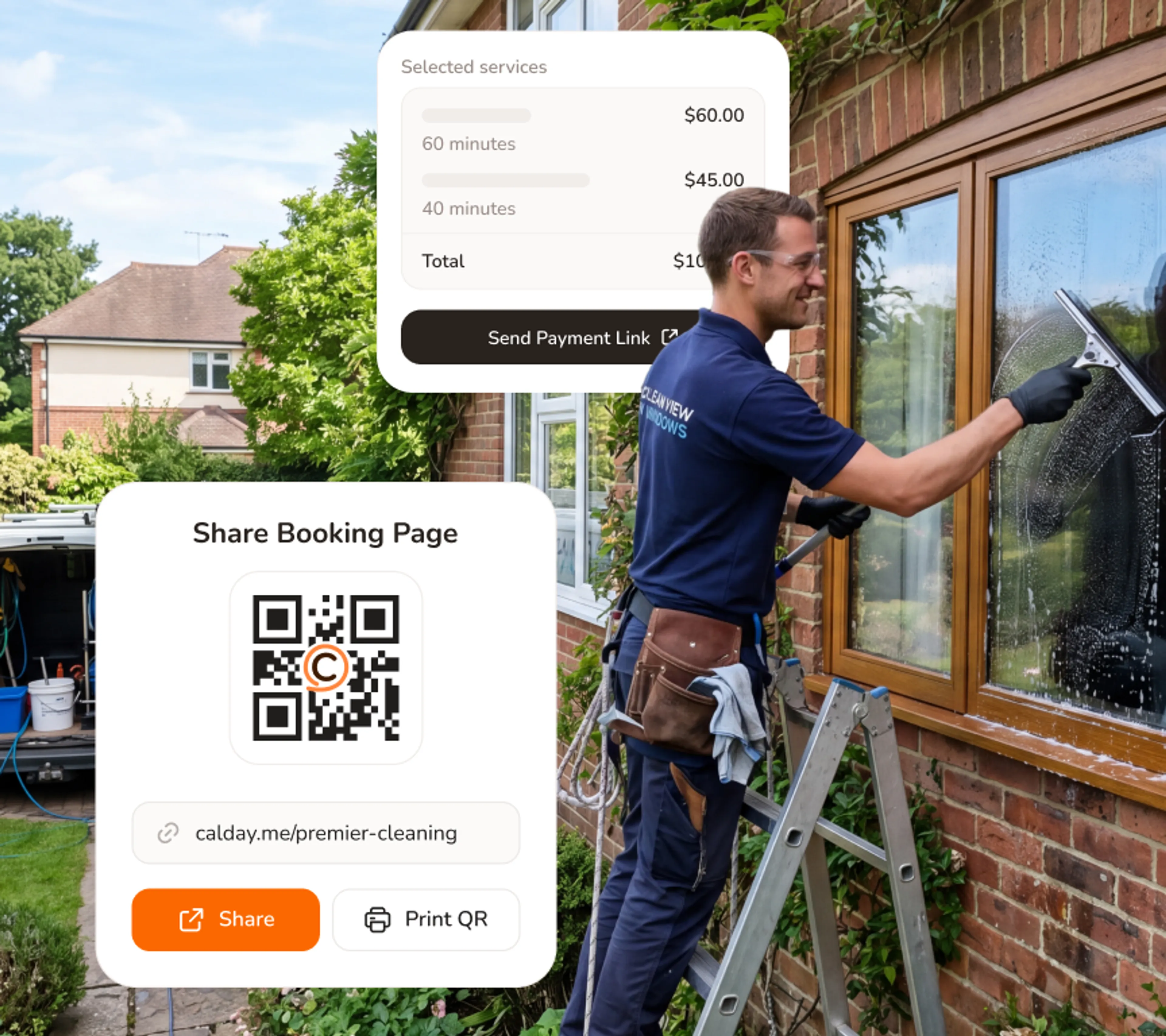 Your booking page takes service calls while you're on the ladder