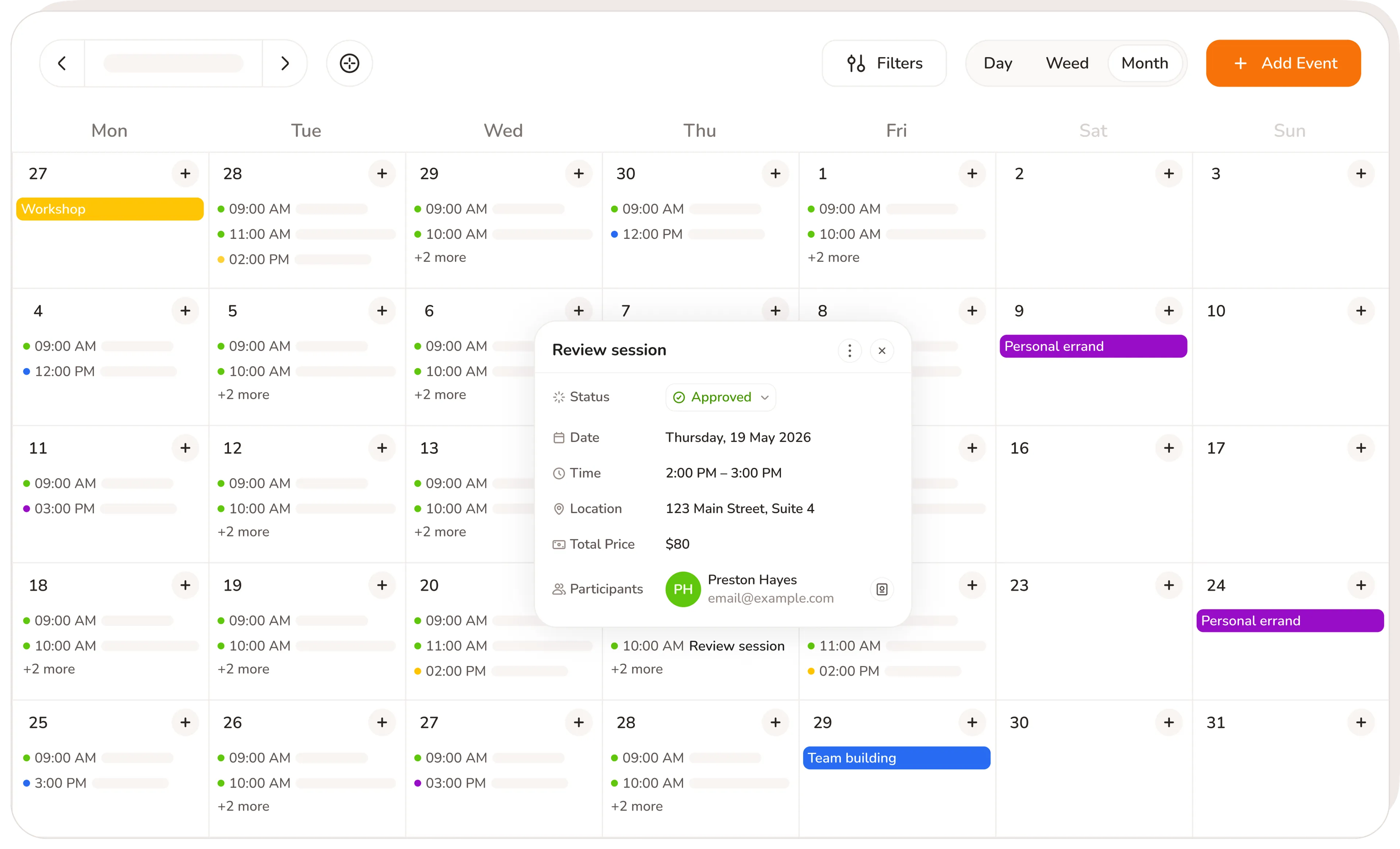calday booking page