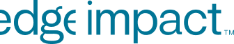 a blue logo for edge impact on a black background