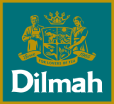 a blue and yellow logo for dilmah tea