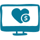 a computer monitor with a heart and smiley face on it