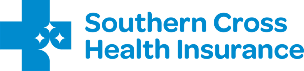 a blue logo for southern cross health insurance