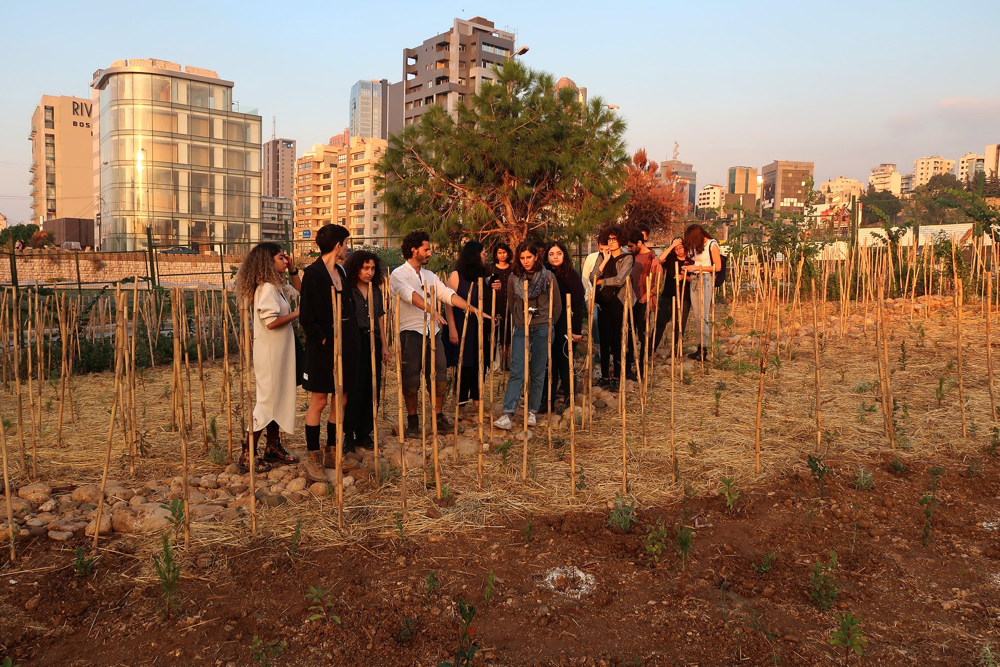people in a dirt field