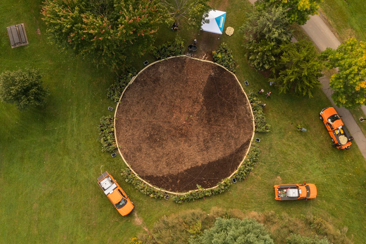 dirt field in the shape of a circle
