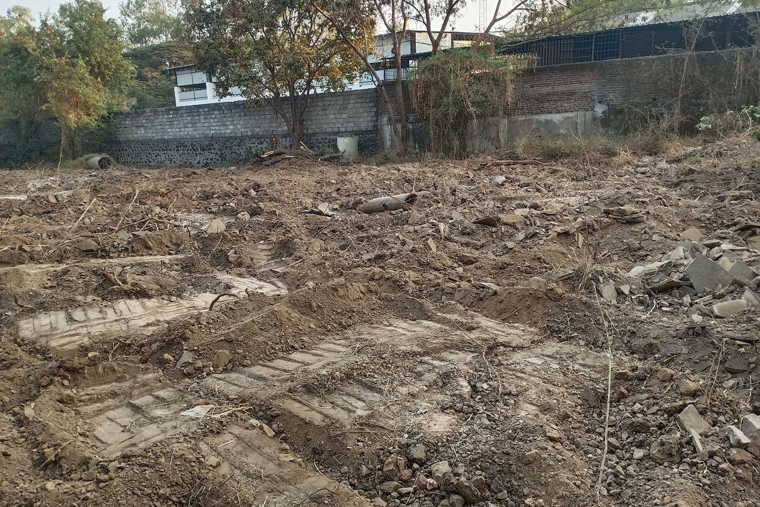 a dirt field