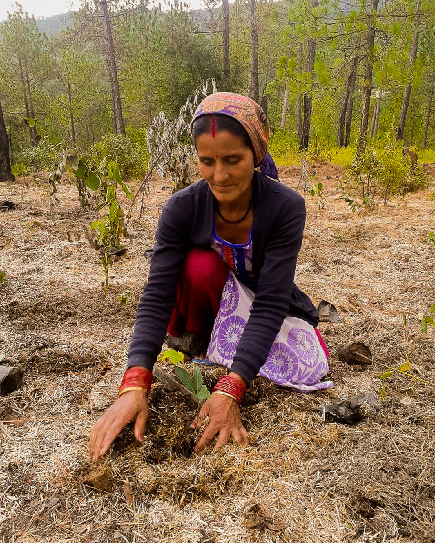 women carry bags of husk on their heads