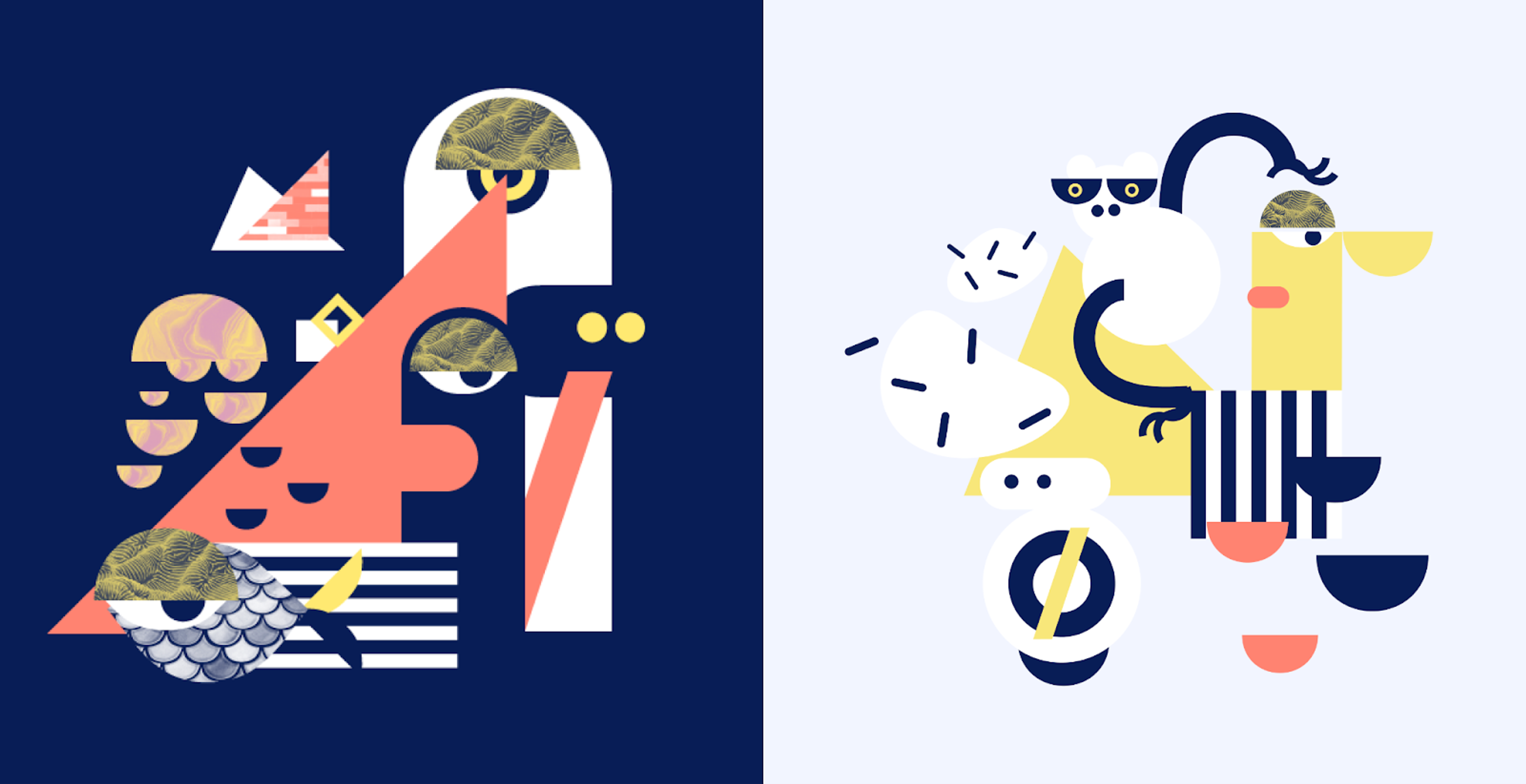 Two branded, abstract illustrations for Evolve01.