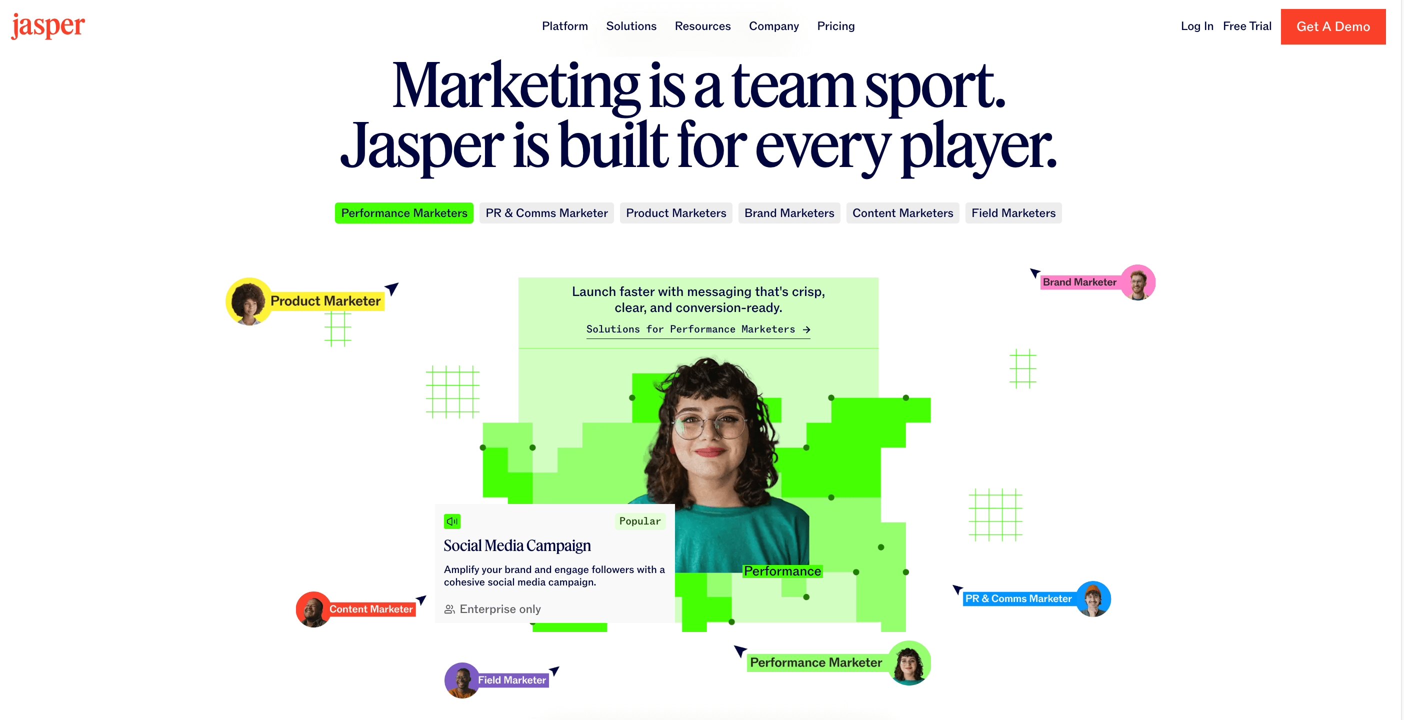 Screenshot of section of Jasper.ai website