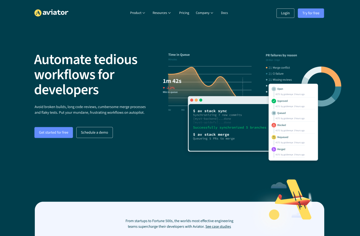 Screenshot of the website of Aviator.