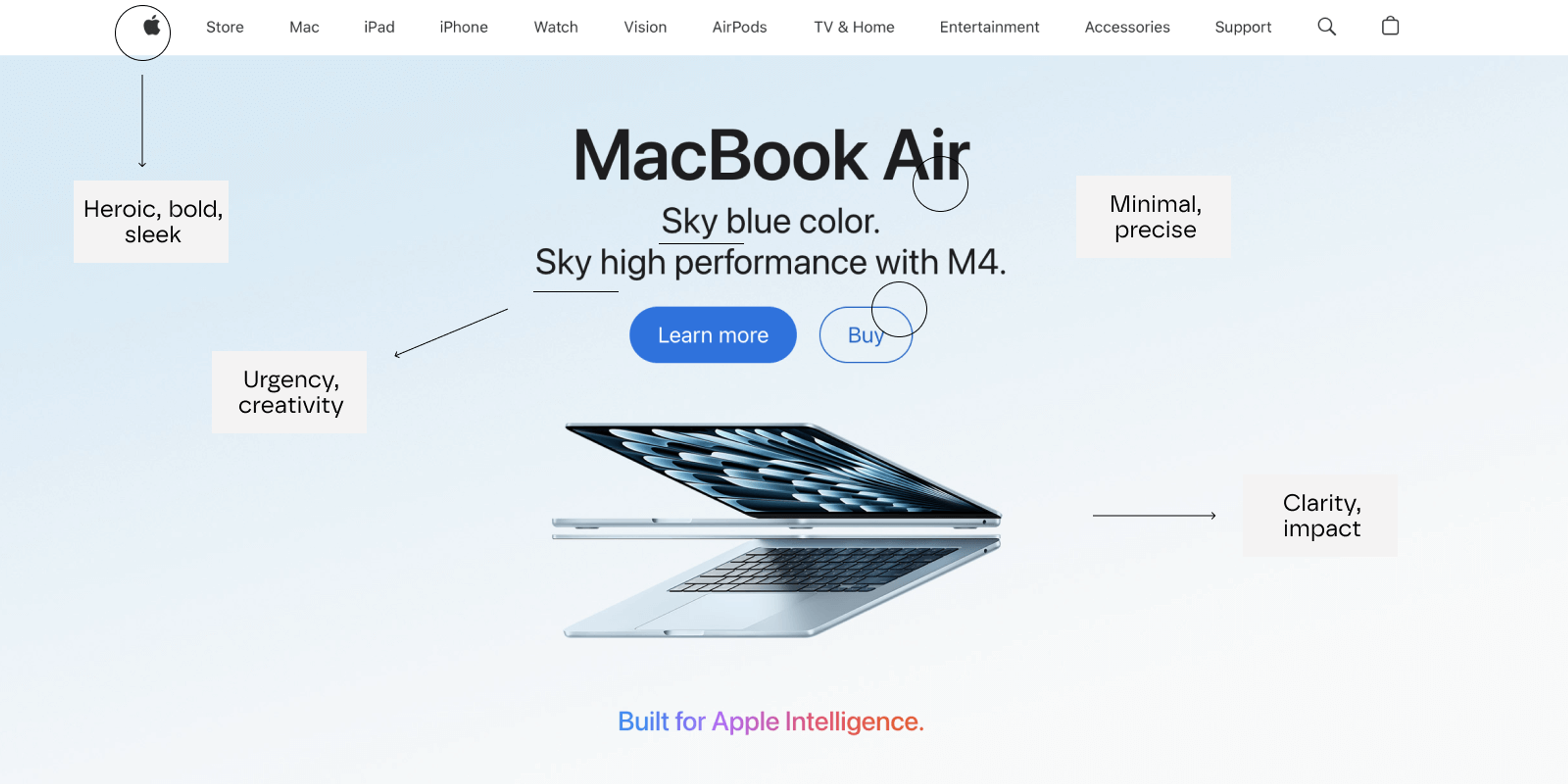 Visual with annotations about Apple's branding elements.