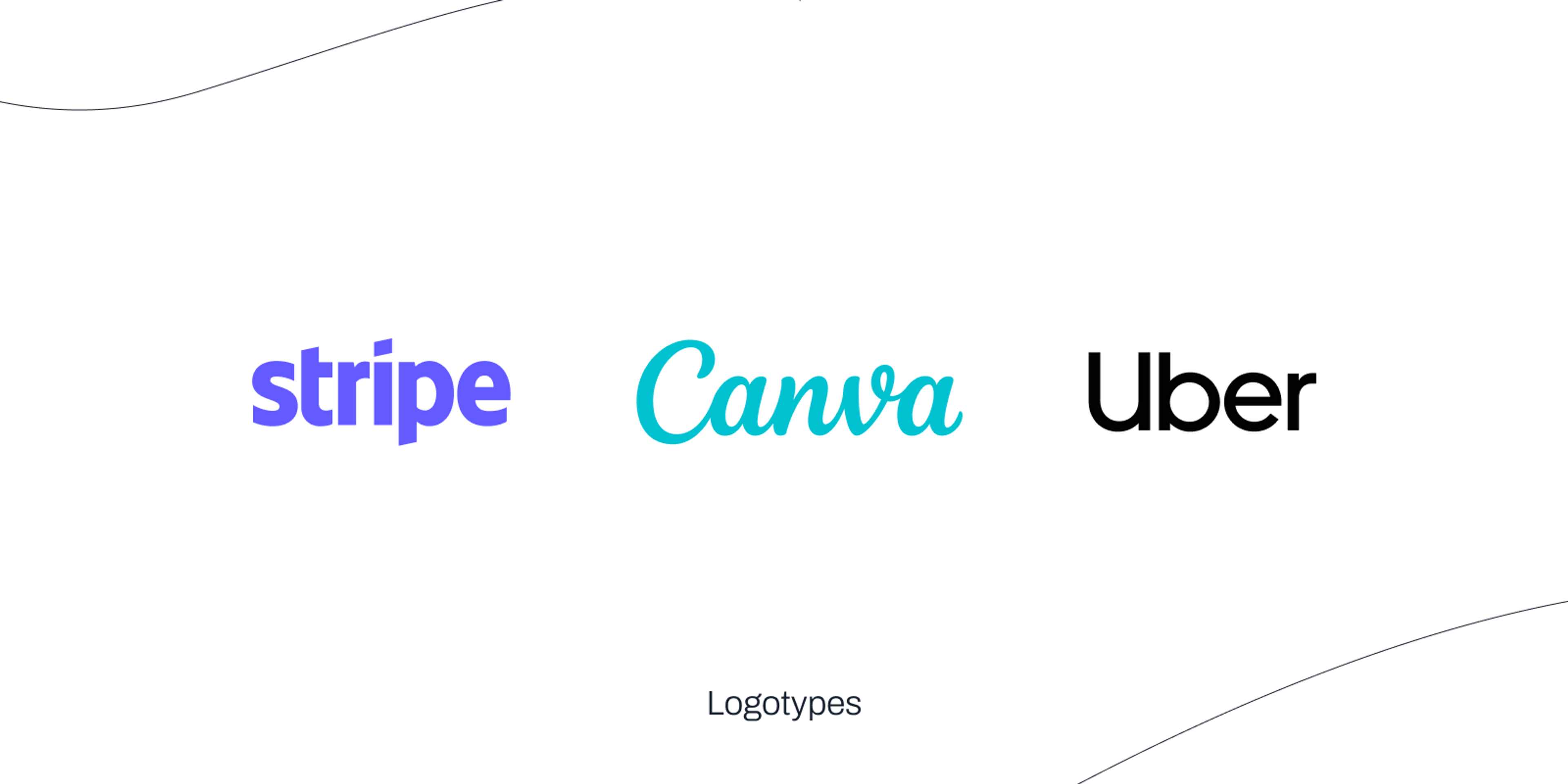 Una visual con los wordmarks de stripe, Canva, Uber.