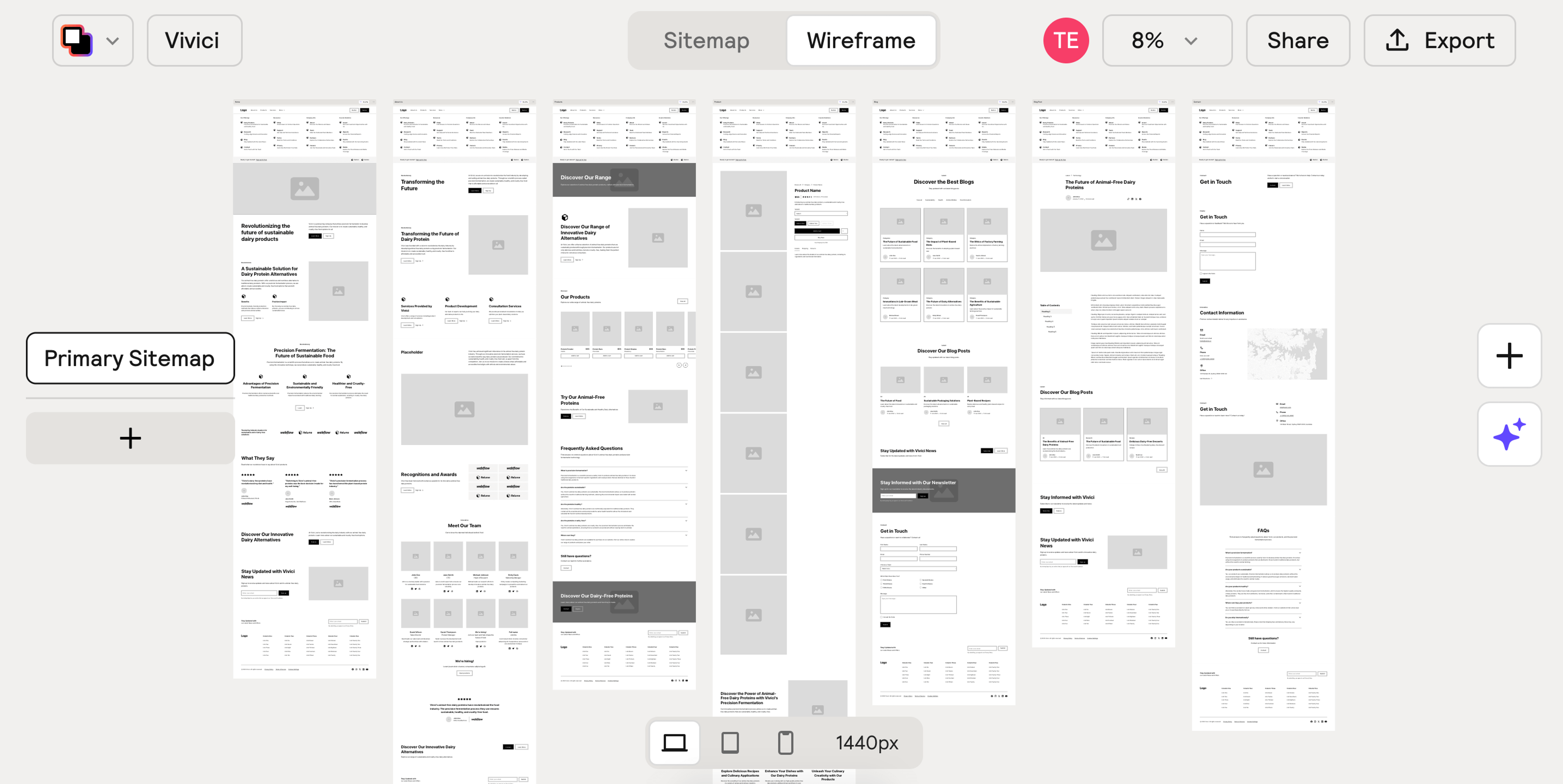 From sitemap to low-fidelity wireframe