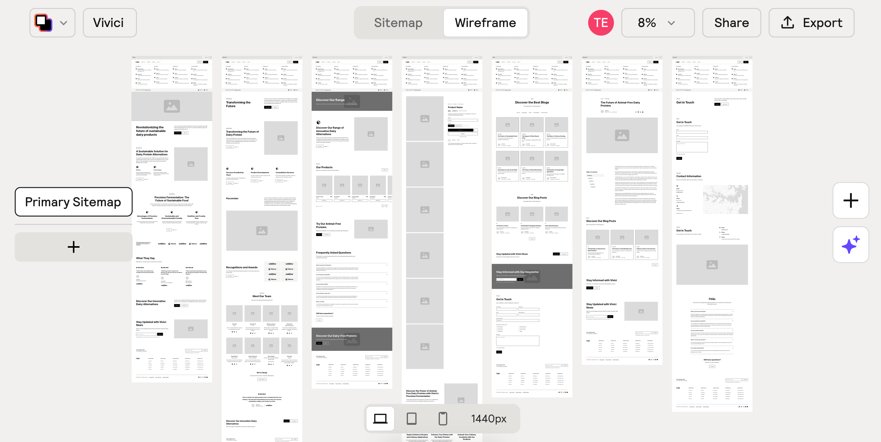From sitemap to low-fidelity wireframe