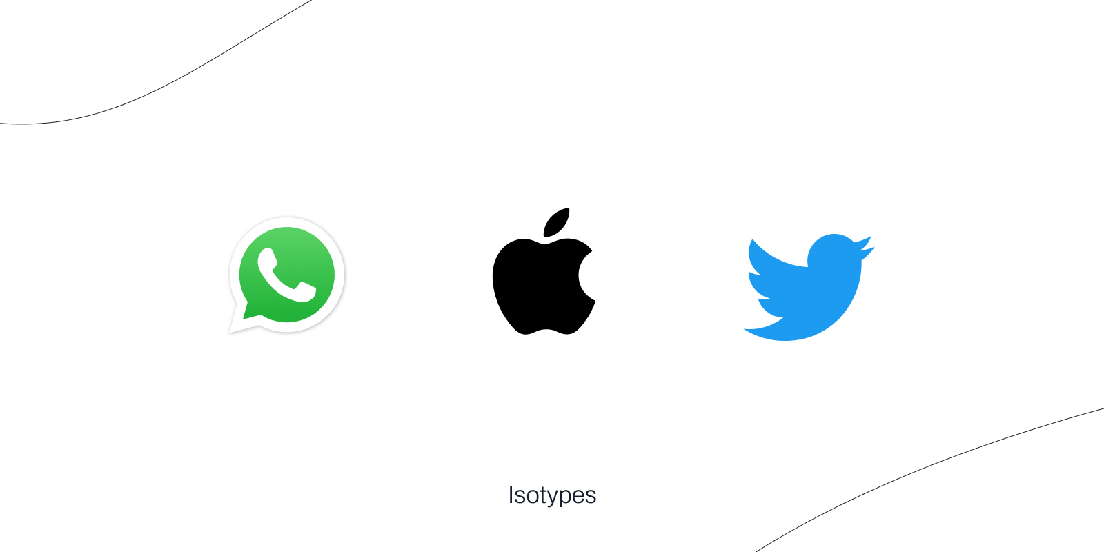 Visual presentando los isotypes de Whatsapp, Apple, Twitter