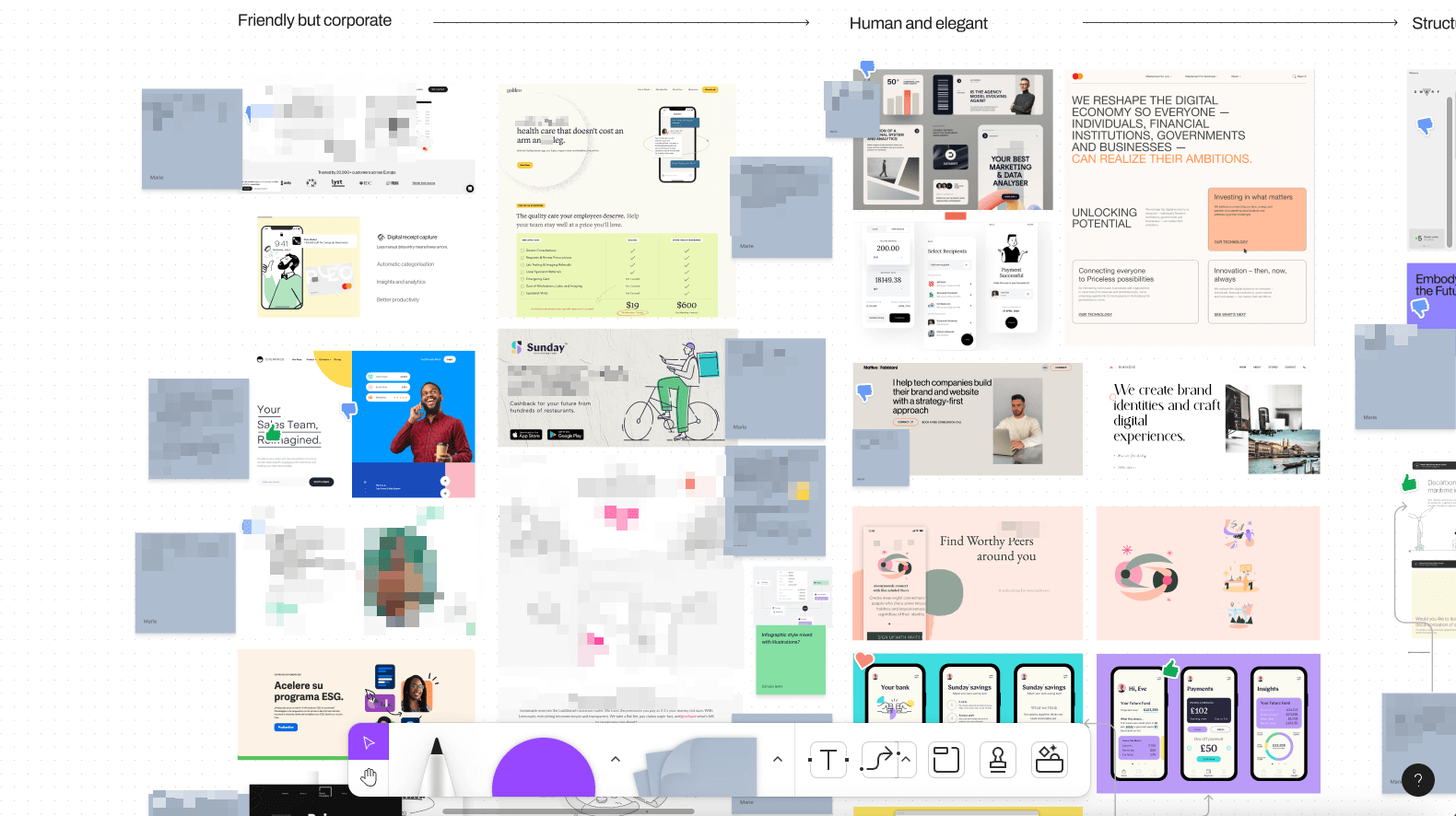 Screenshot eines kollaborativen Moodboards auf Figjam.