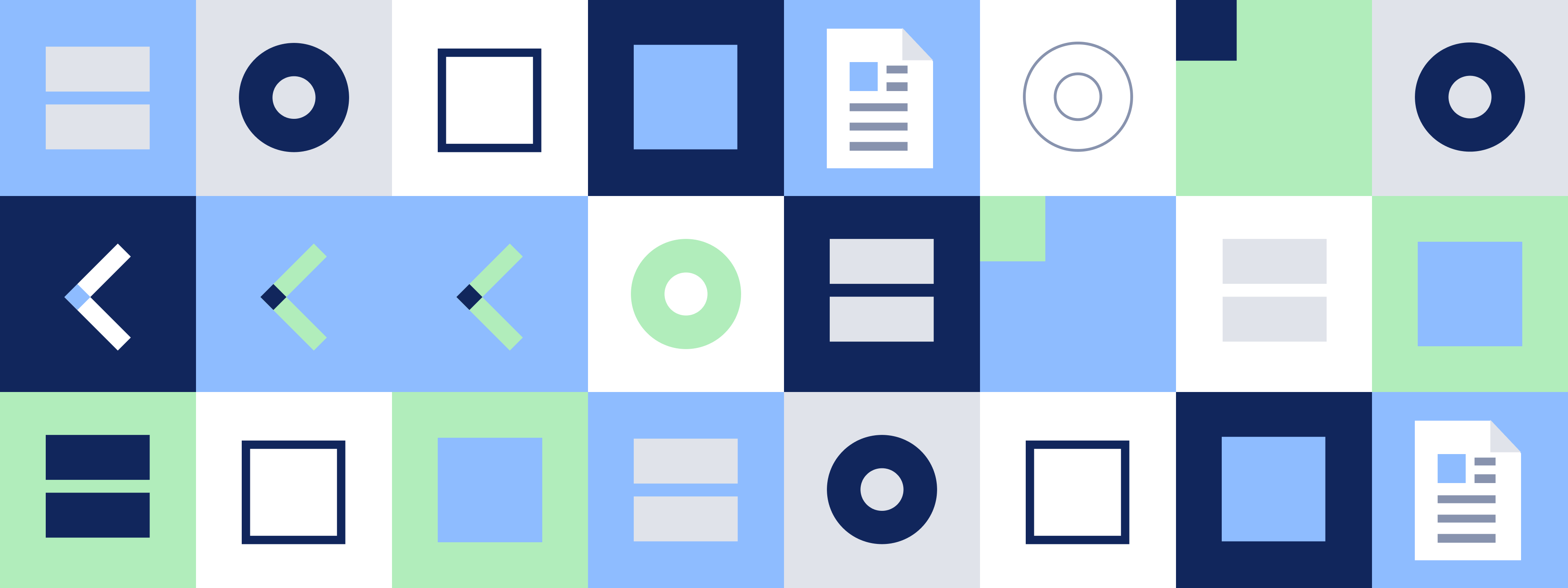 Visual with a collection of brand elements for Lineslip: arrows, circles for disks, documents.