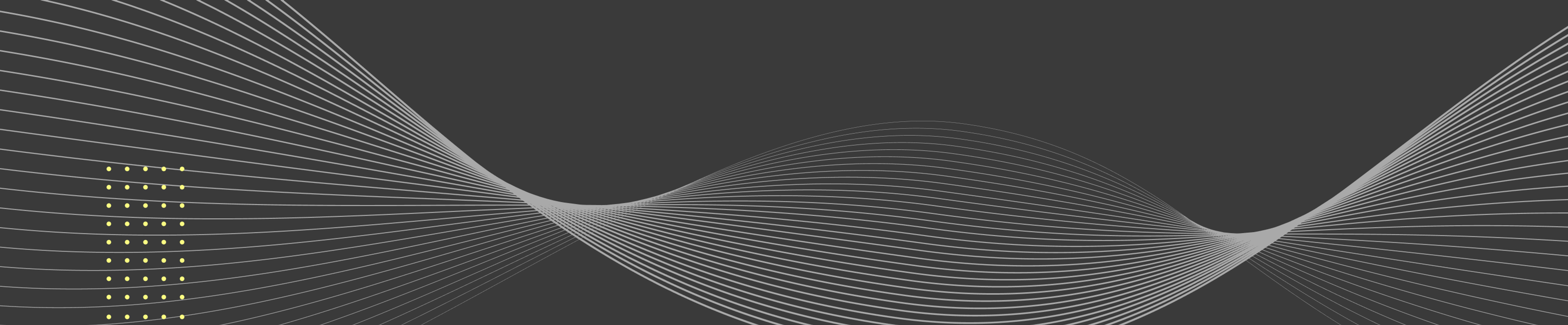 Visual with brand shapes, thin white lines on a darg grey backround and fine yellow dots.