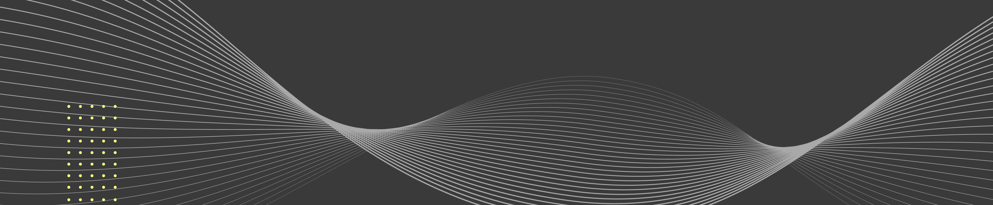 Visual with brand shapes, thin white lines on a darg grey backround and fine yellow dots.
