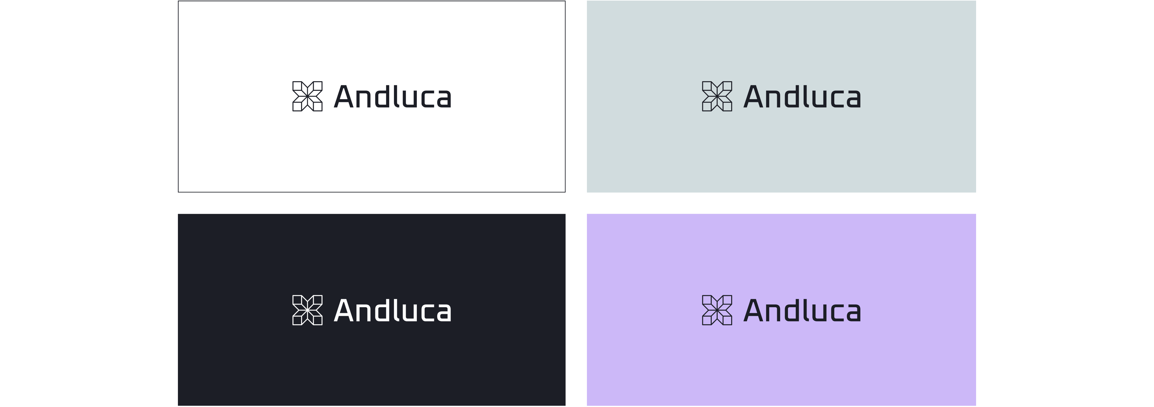 Logo of cleantech startup Andluca on different backgrounds.