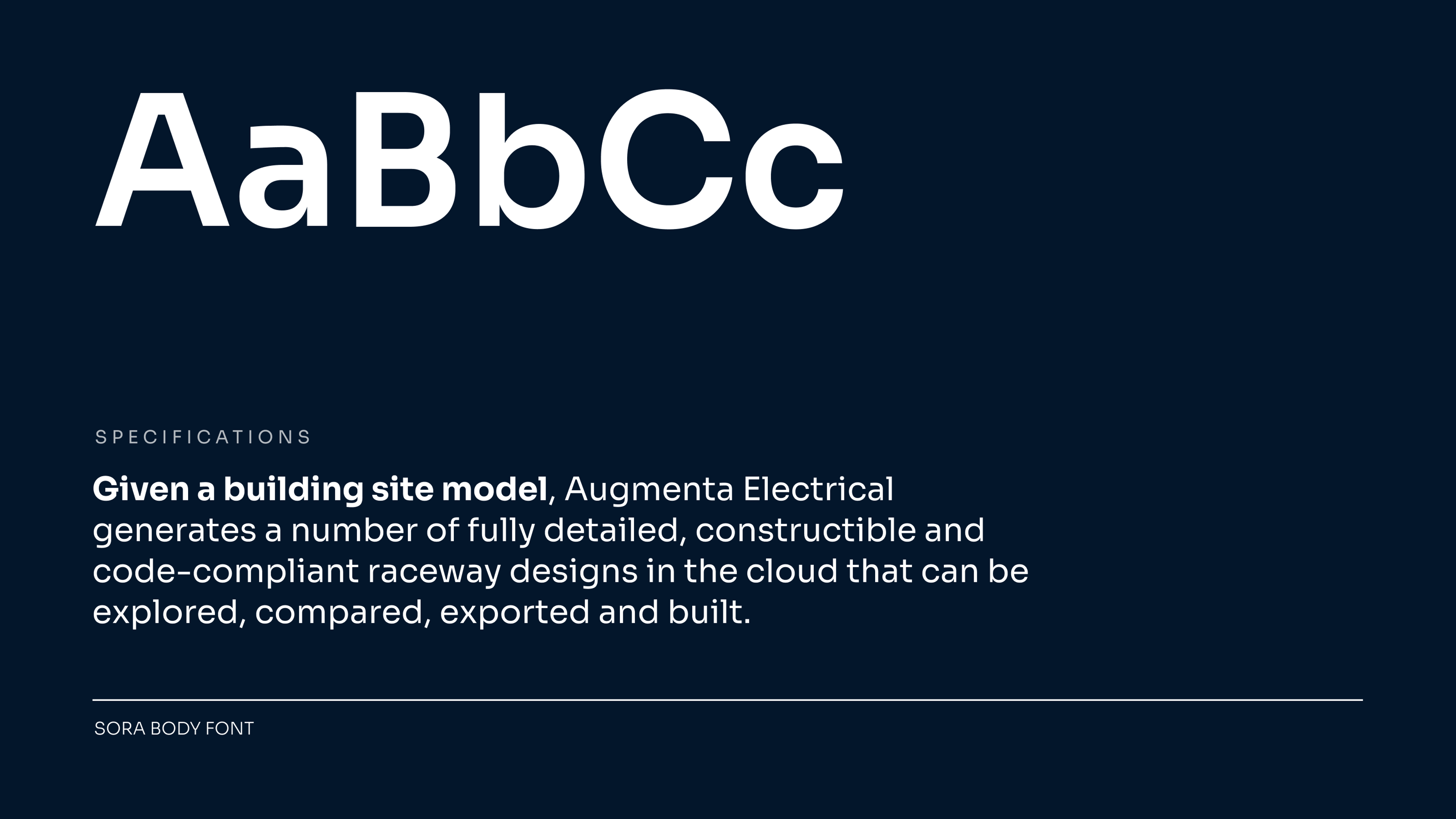 Visual showing the use of Sora Body Font for Augmenta.