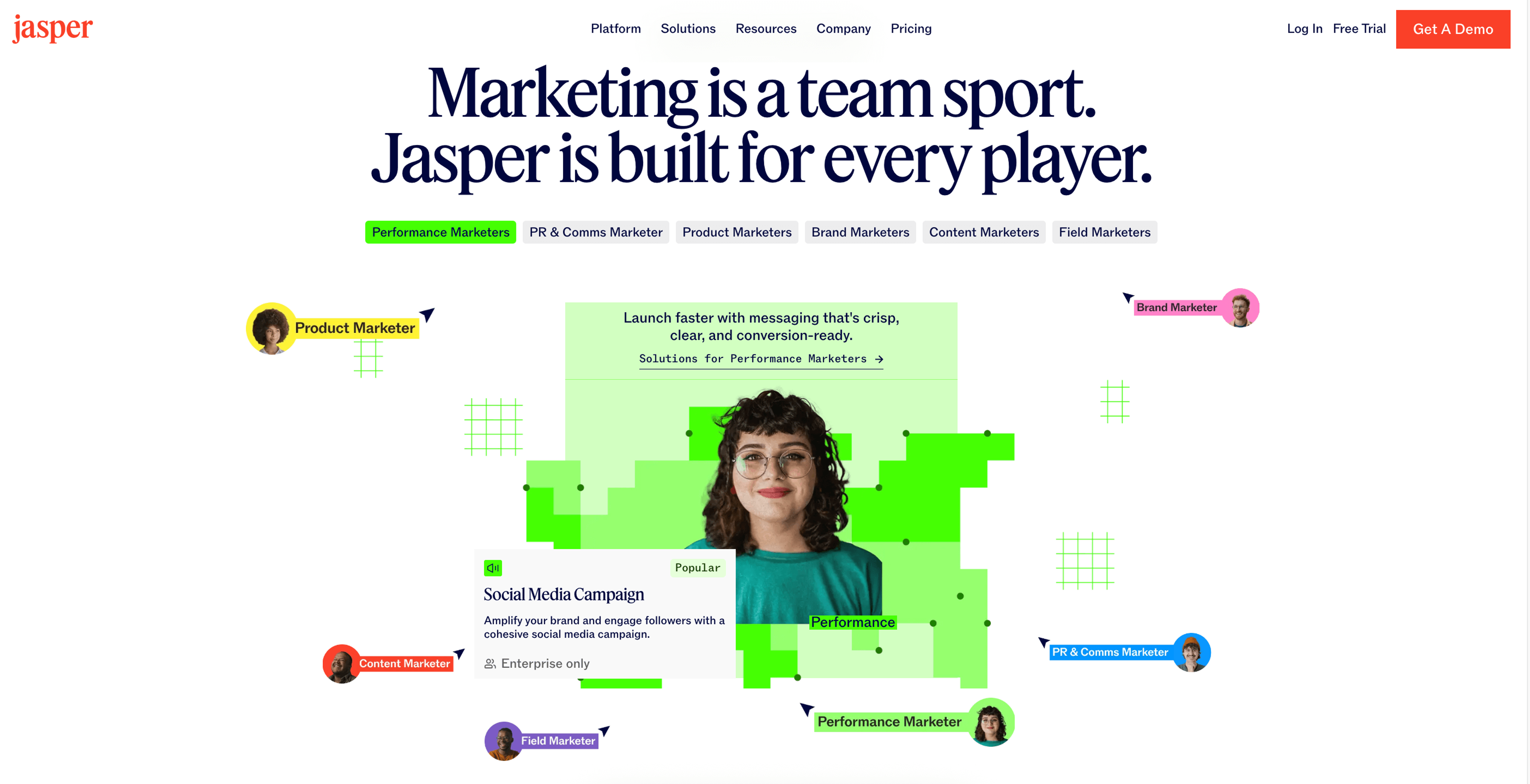 Screenshot of section of Jasper.ai website