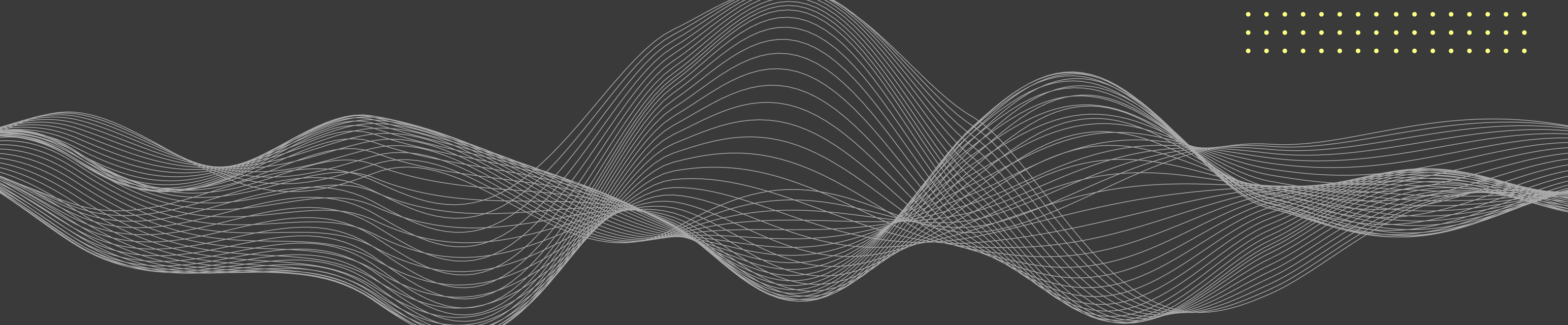 Visual with brand shapes, thin white lines on a darg grey backround and fine yellow dots.