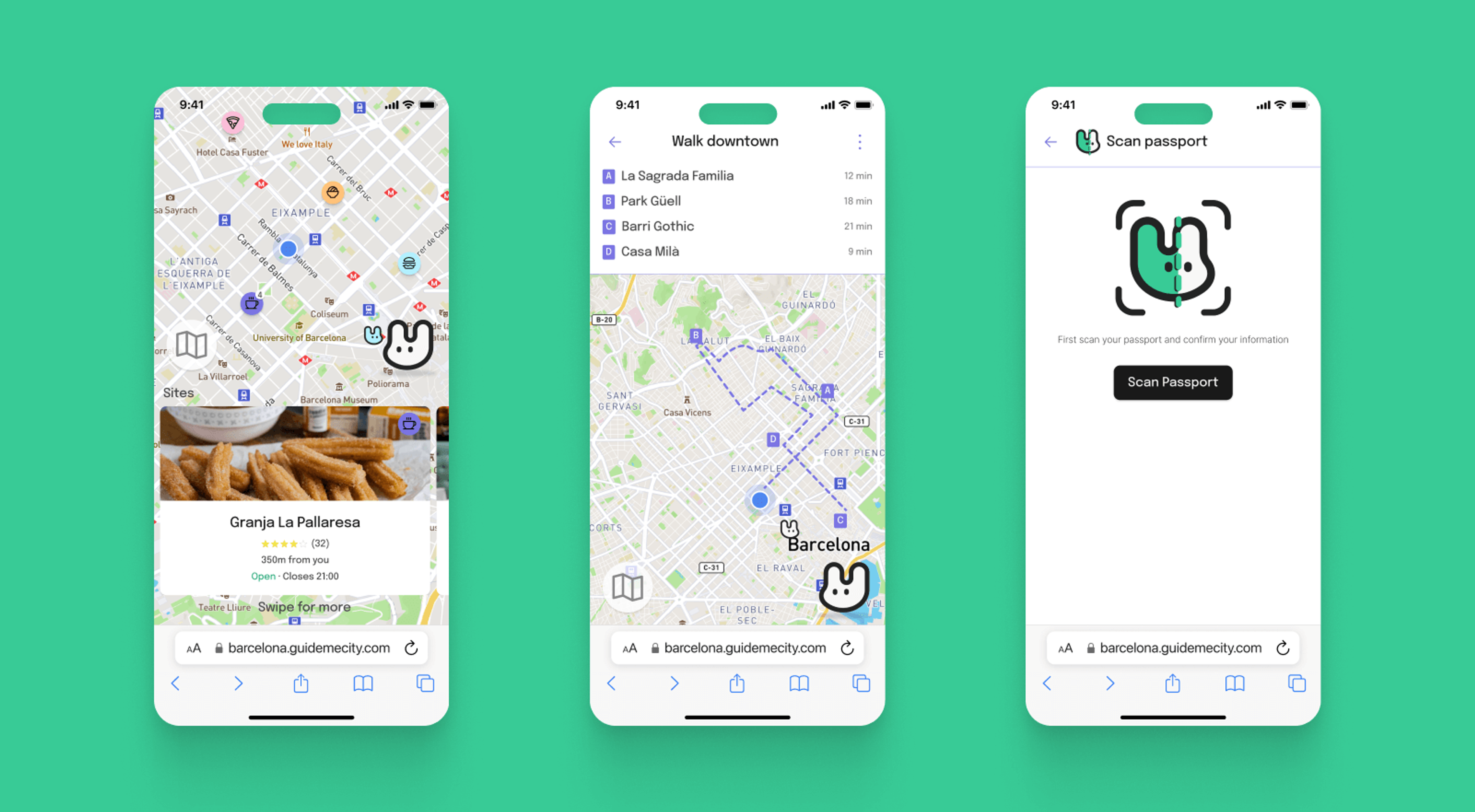 UI screens for Guideme