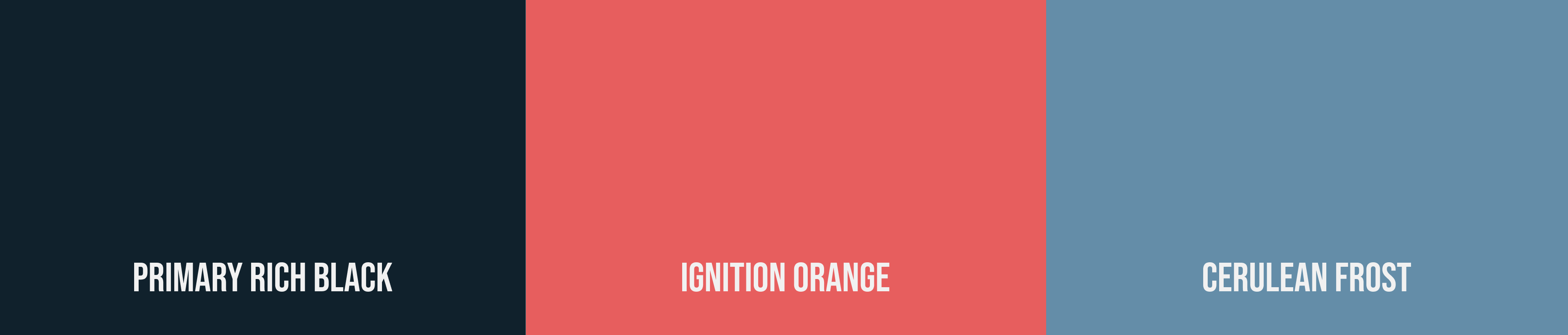 Visual with the three brand colors of Xonai: primary rich black, ignition orange, cerulean frost.
