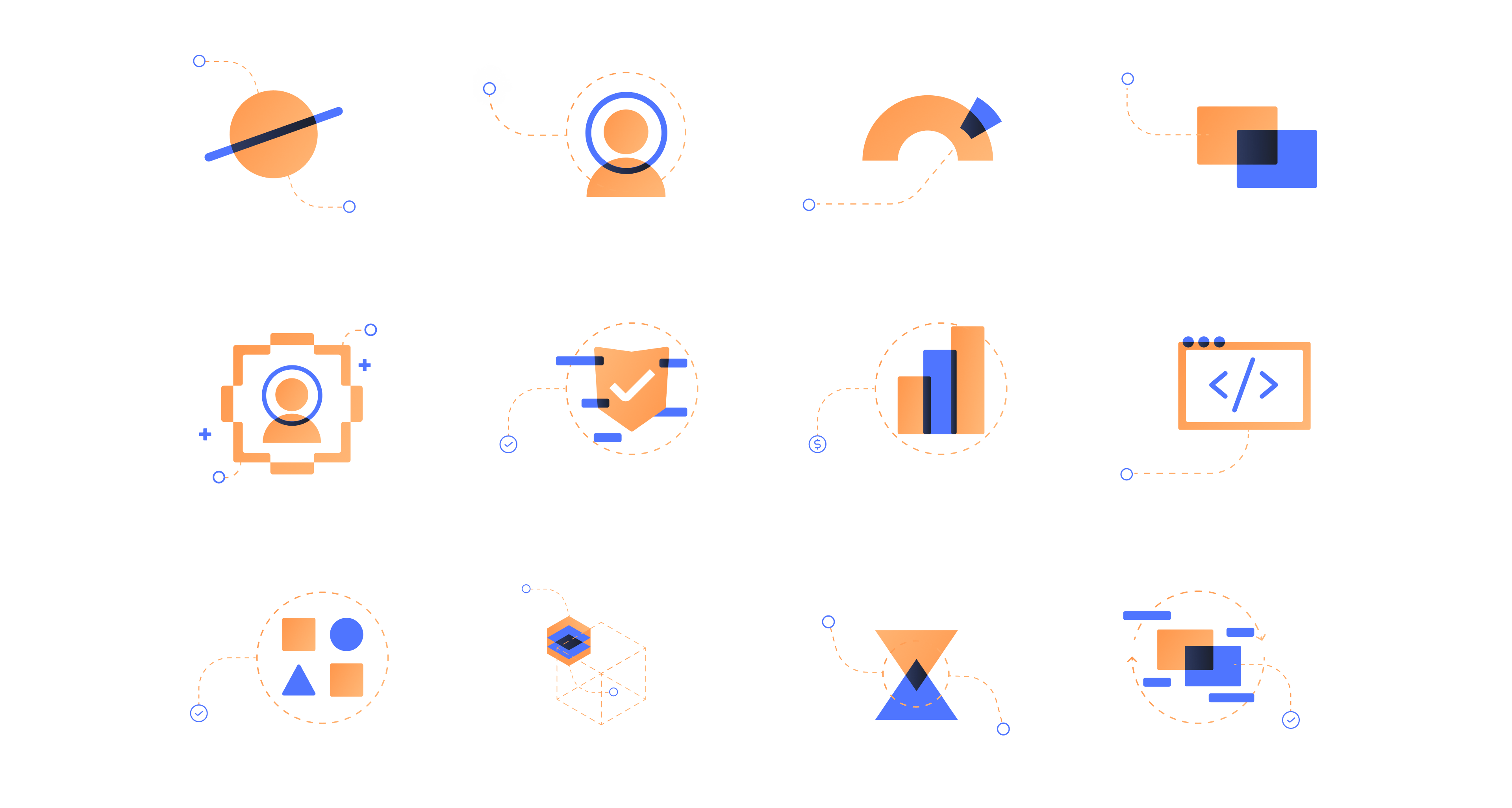 Illustrative icons for Sikoia in their visual identiy style