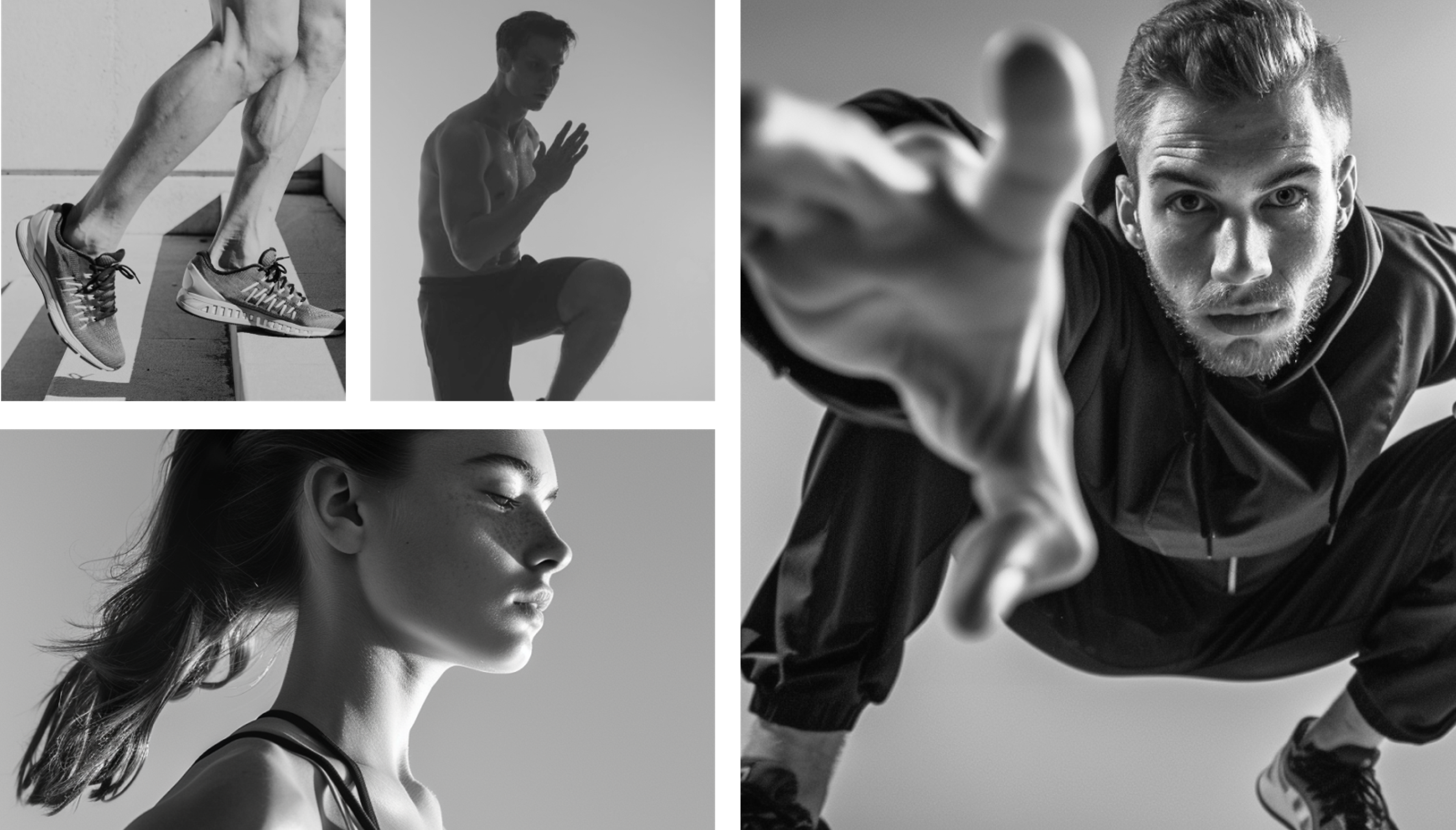 Traning app imagery style: black and white photography