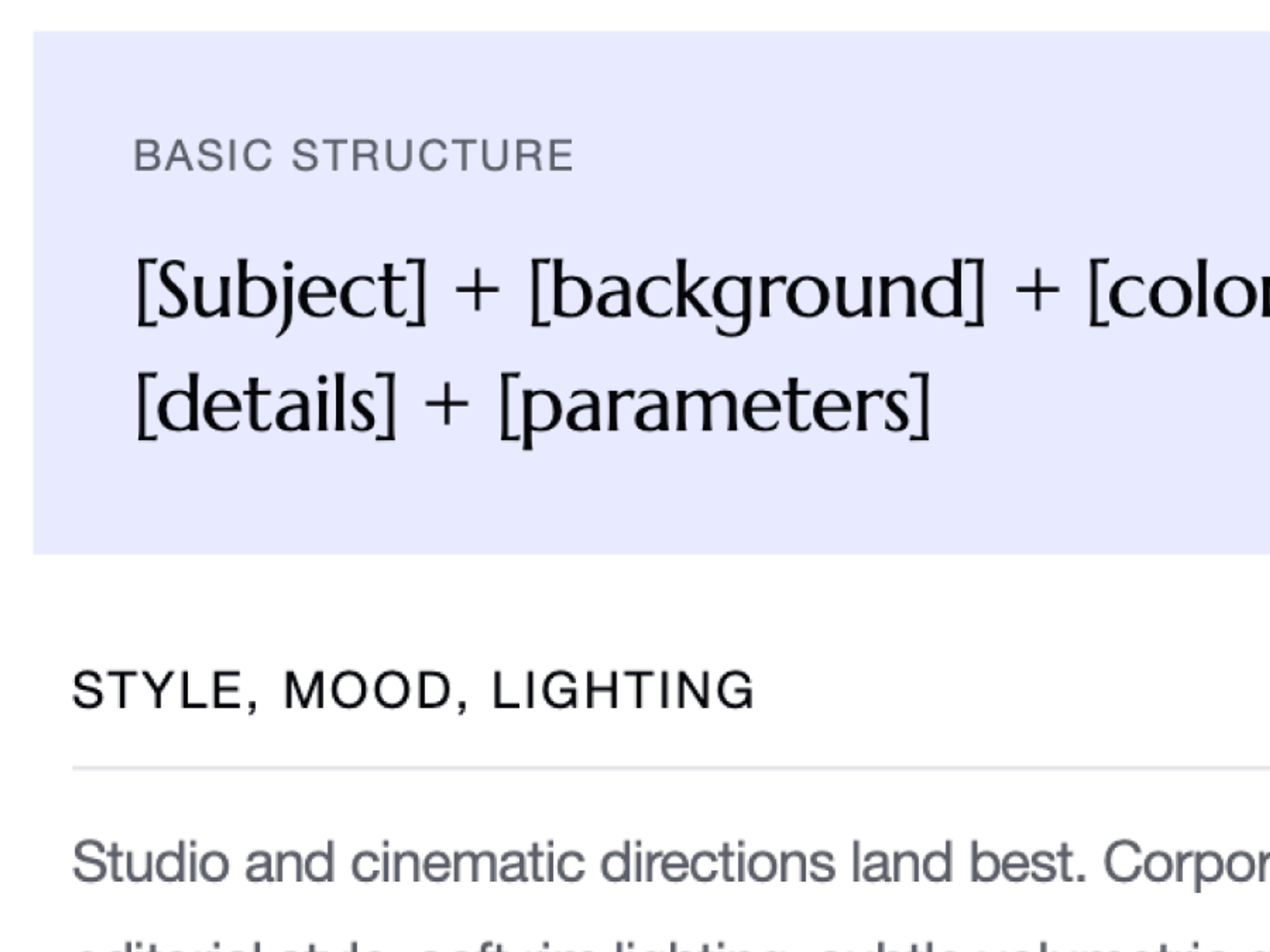 basic structure of a prompt for a visual