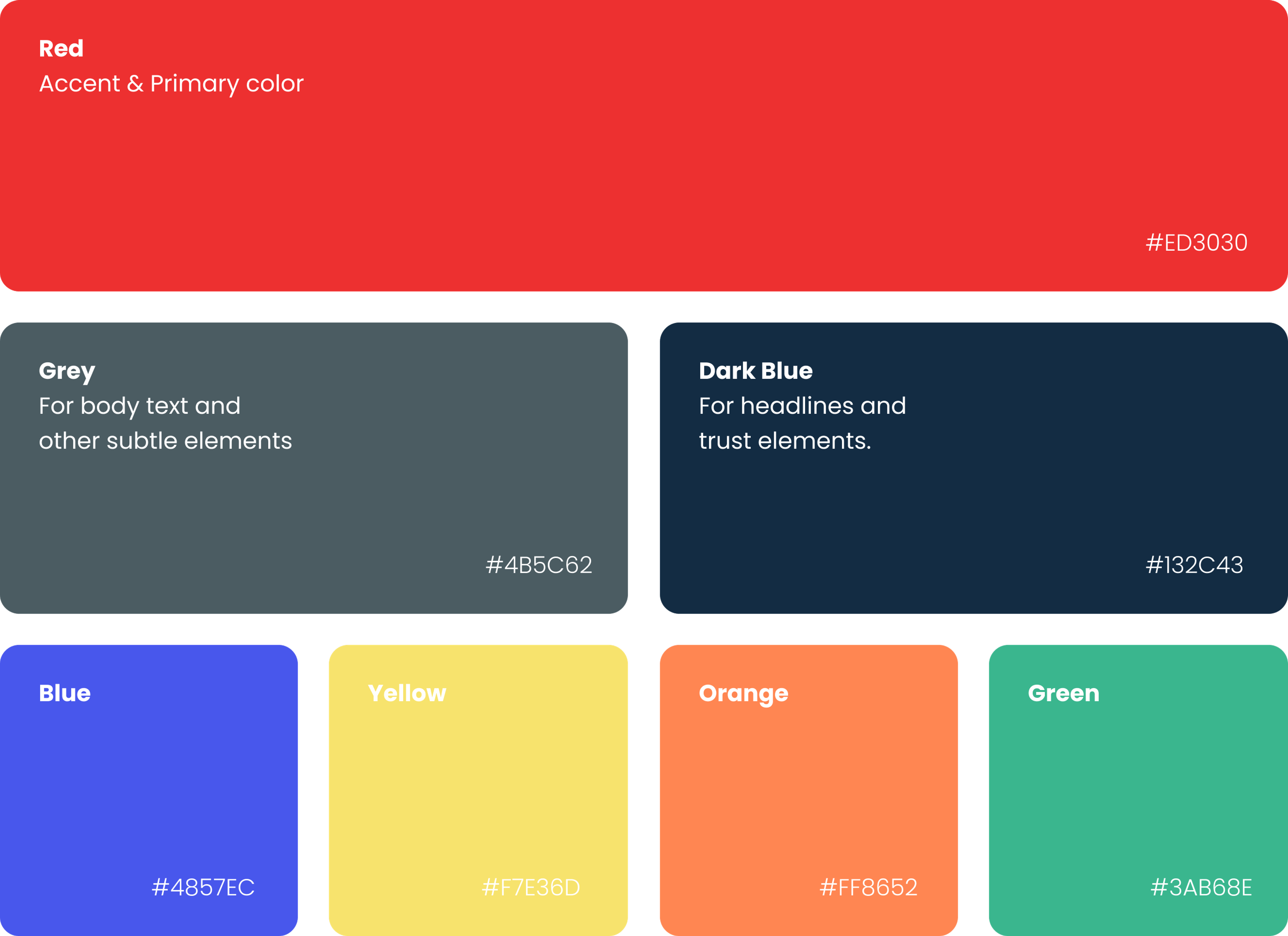 Visual with the color palette of intelligentAI: red, grey, dark blue as the primary colors. Blue, yellow, orange, green as accent colors