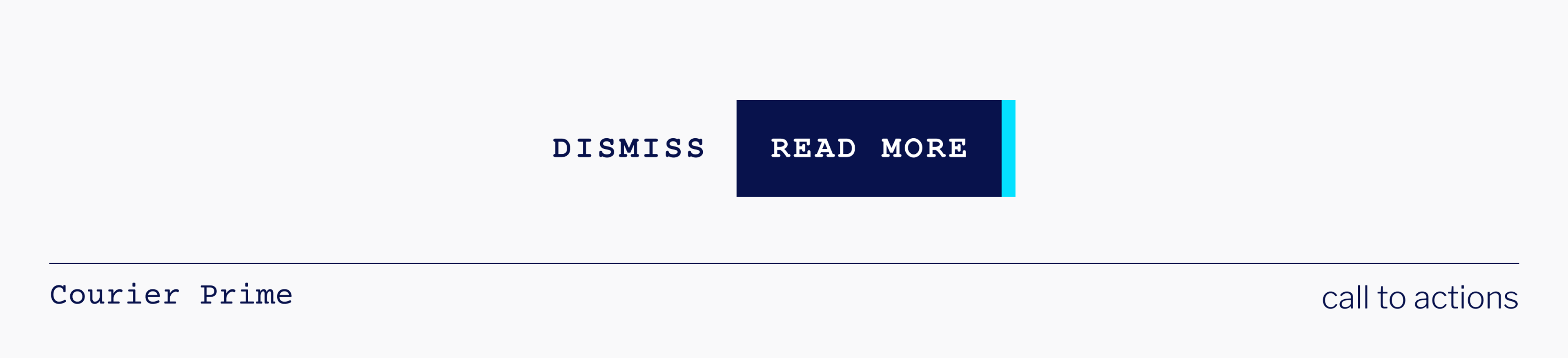 Visual with text in the font Courier Prime. Text in form of call to actions.