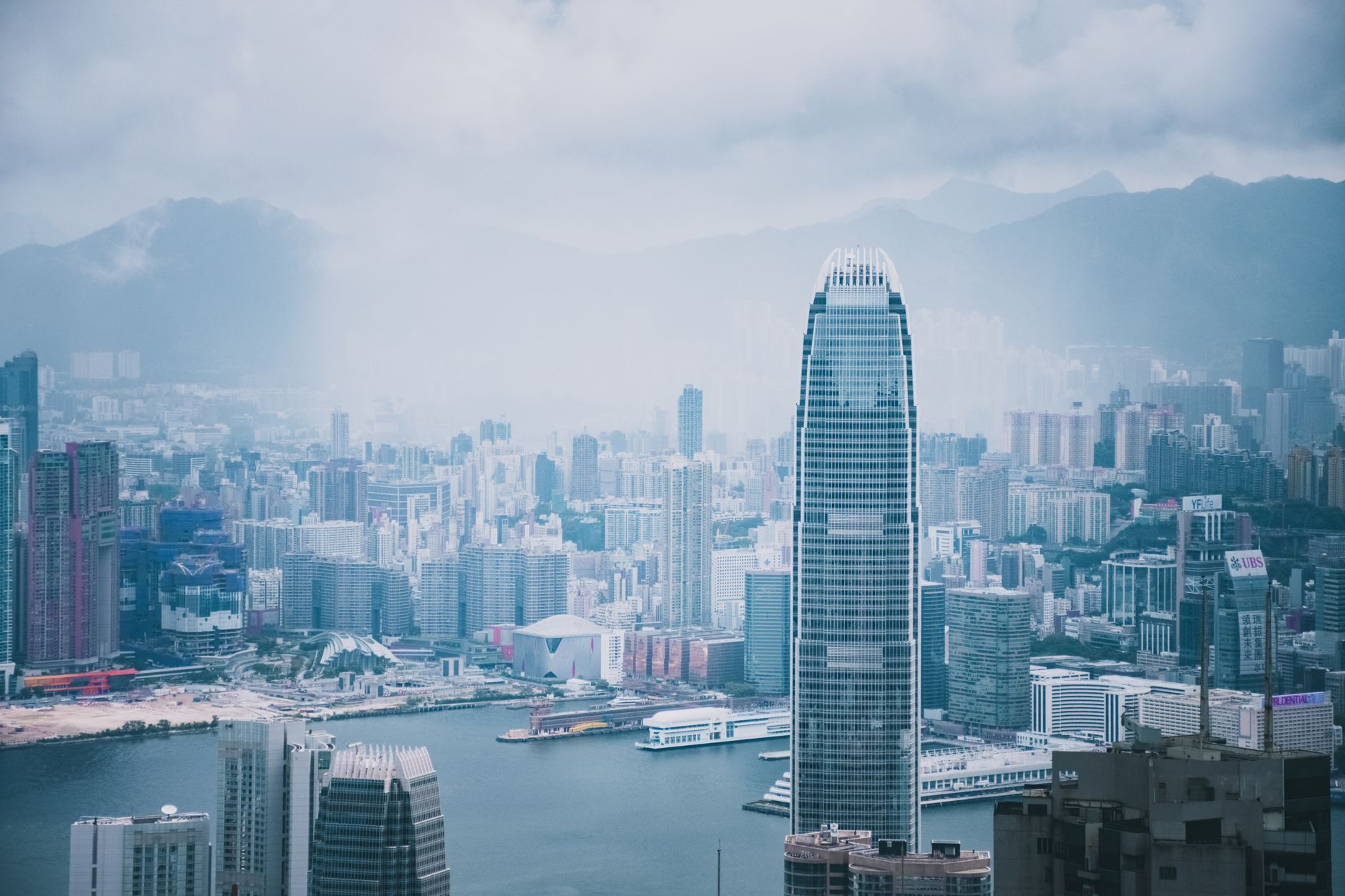A panoramic view of the Hong Kong skyline and harbour