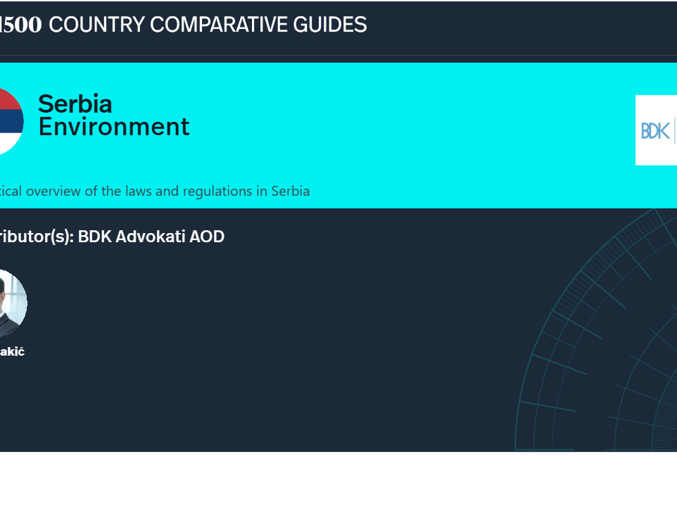 BDK Advokati contributed to the Legal 500: Environment Comparative Guide