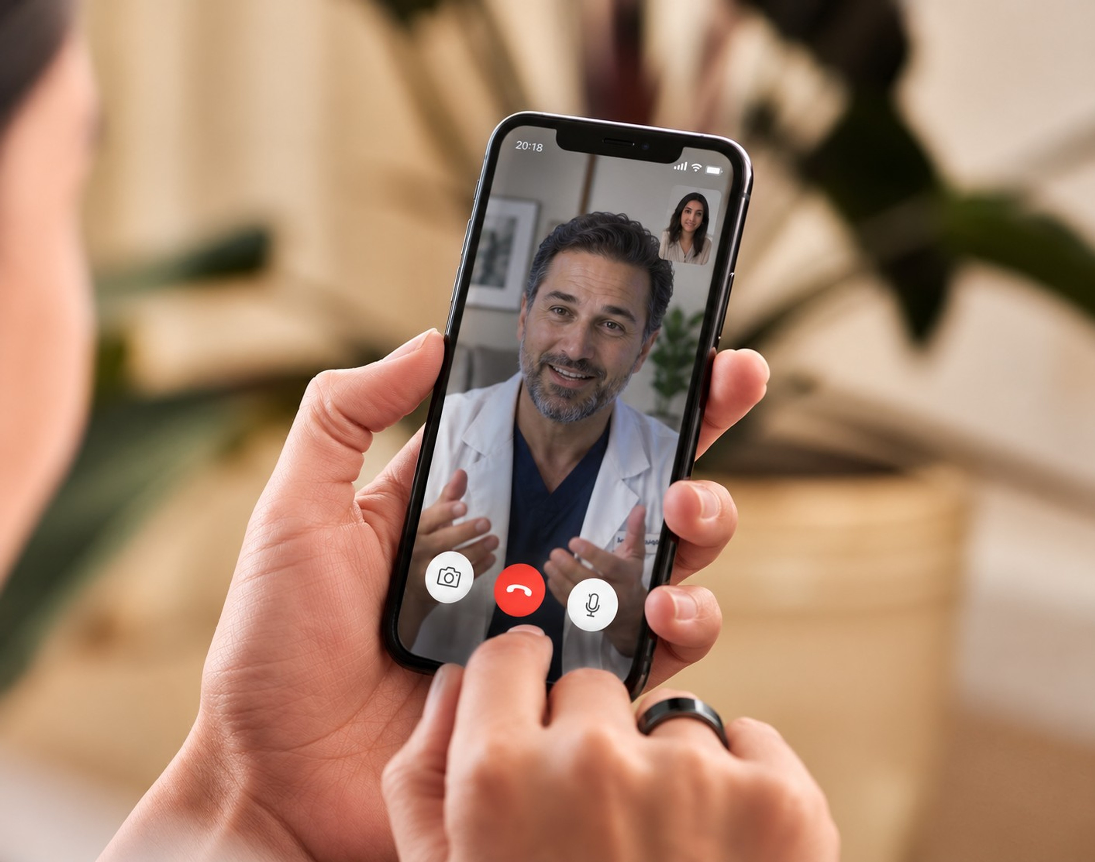 A video visit with a Happy Sleep doctor on a phone