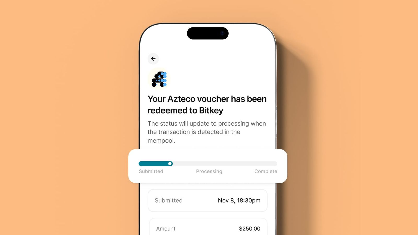 Azteco voucher redemption in Bitkey