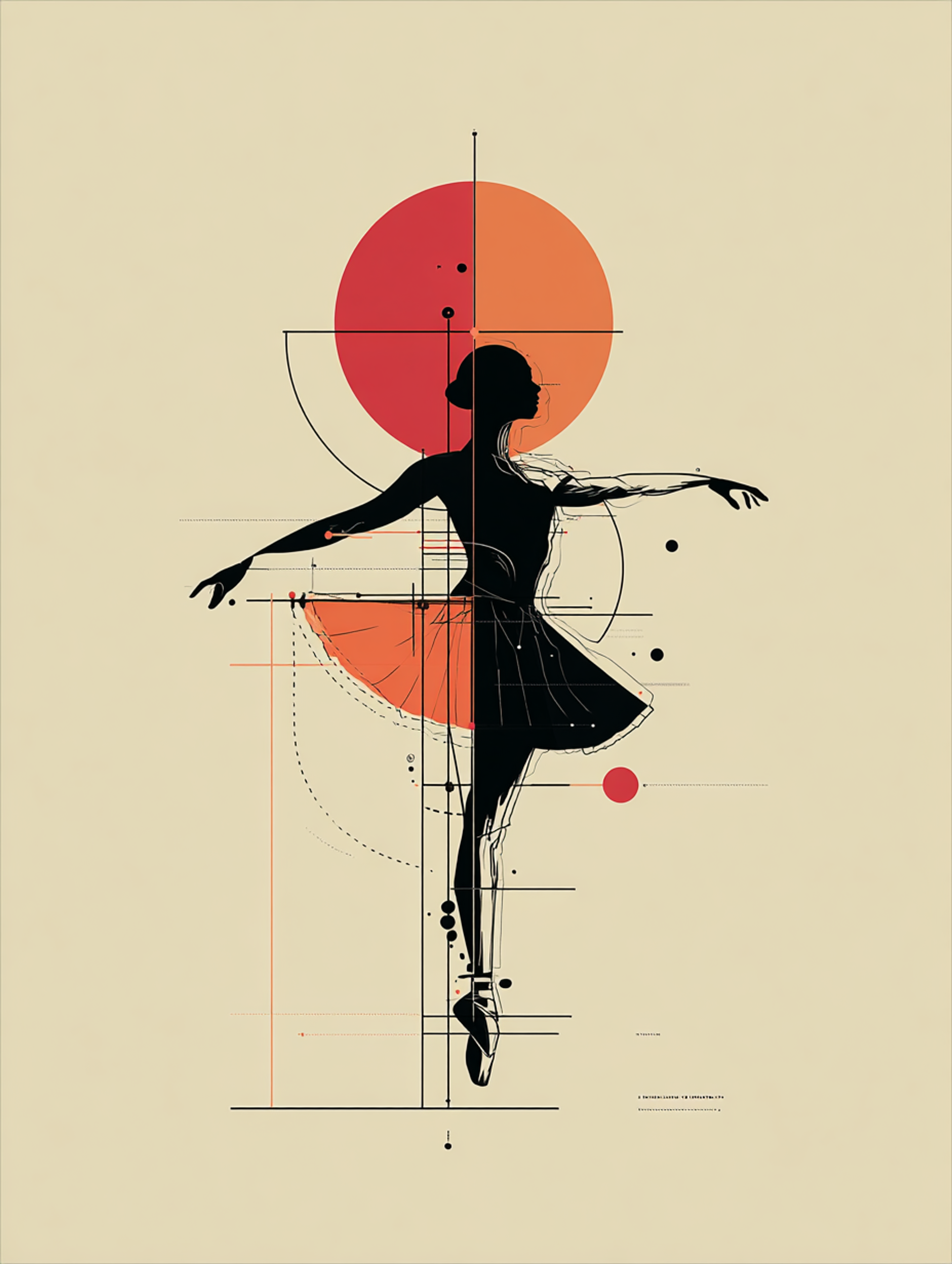Minimalist Geometric Ballet Dancer Illustration