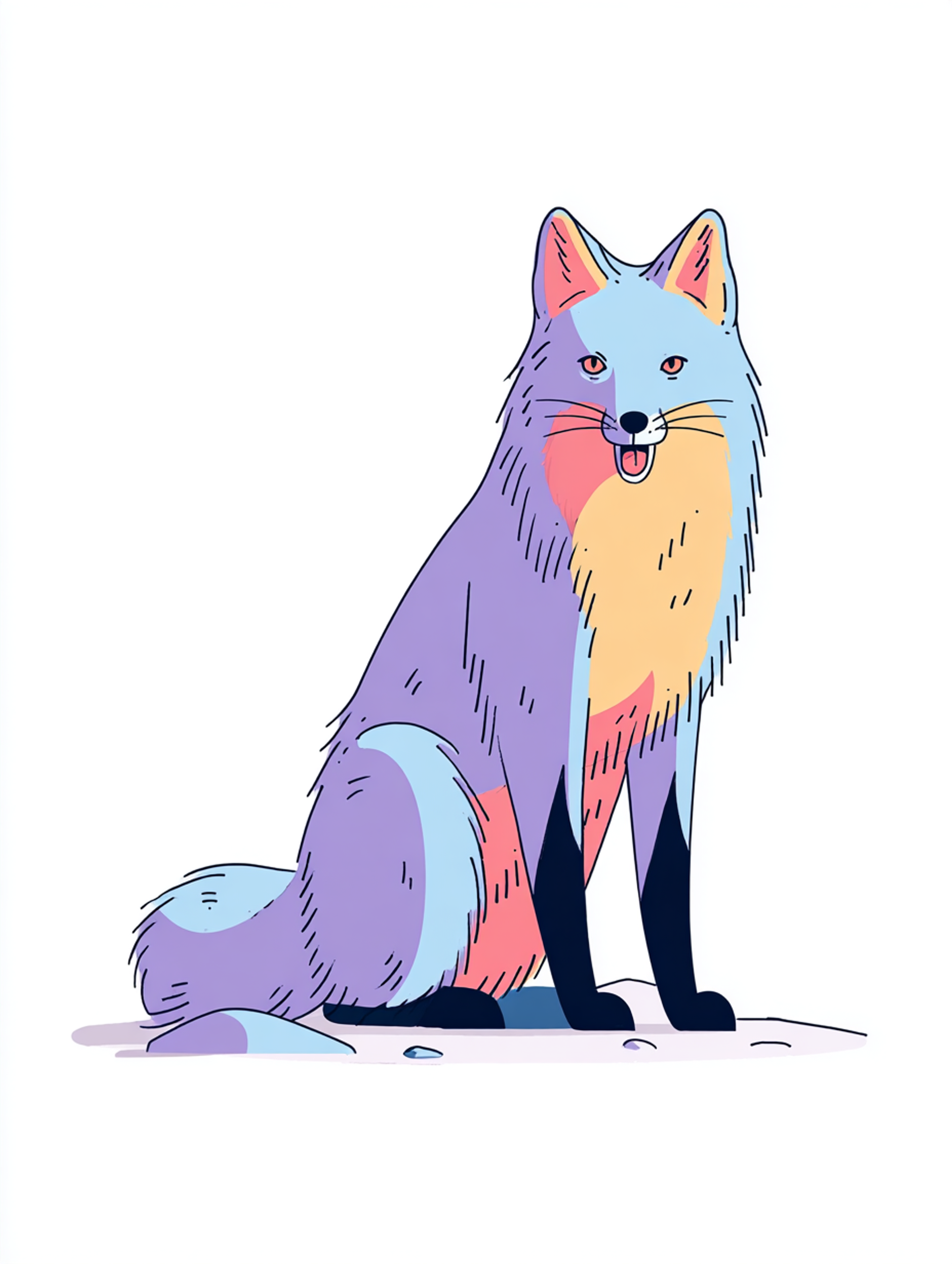 Clean Line Art Fox Illustration