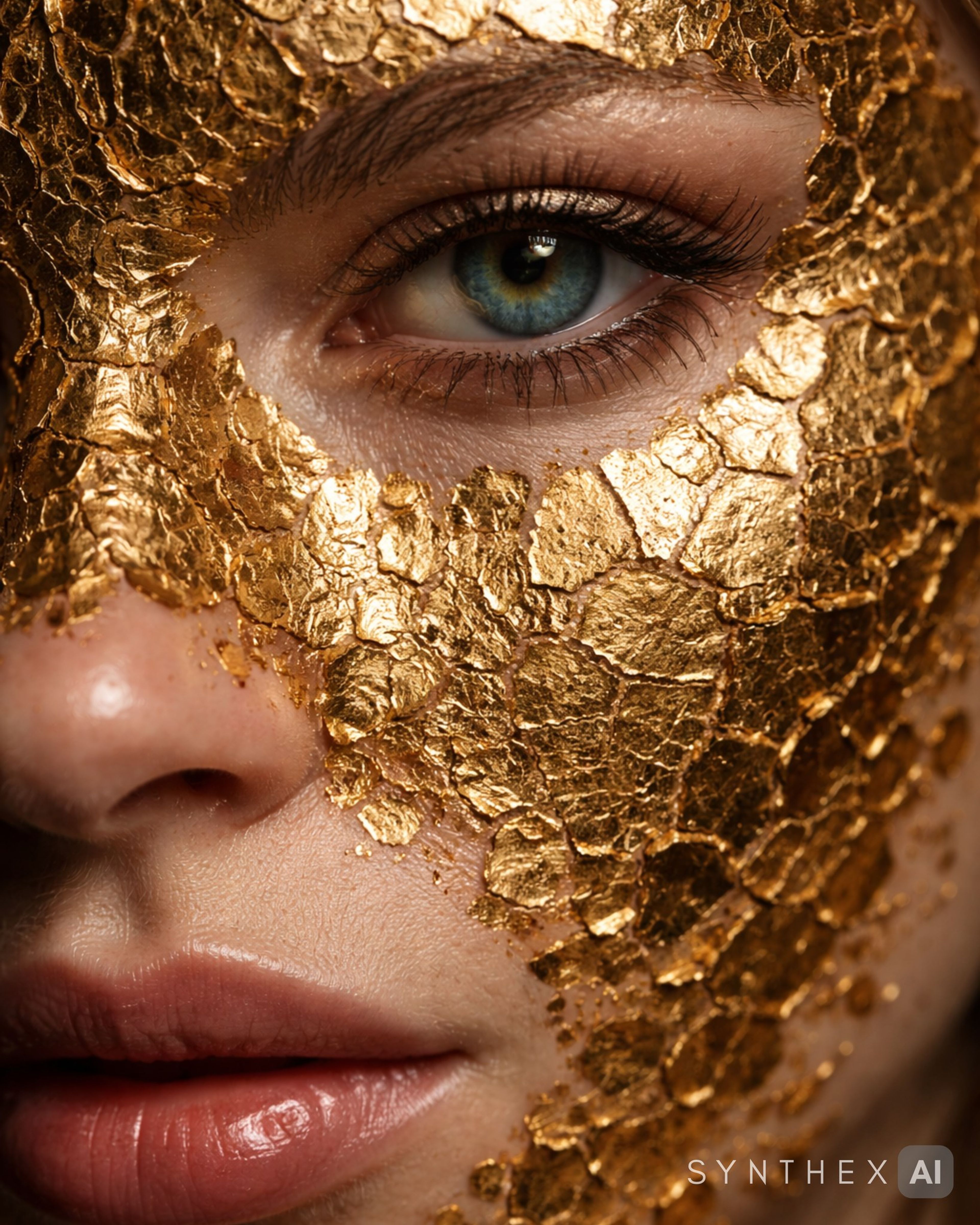 Generate Cracked Gold Leaf Beauty Portraits